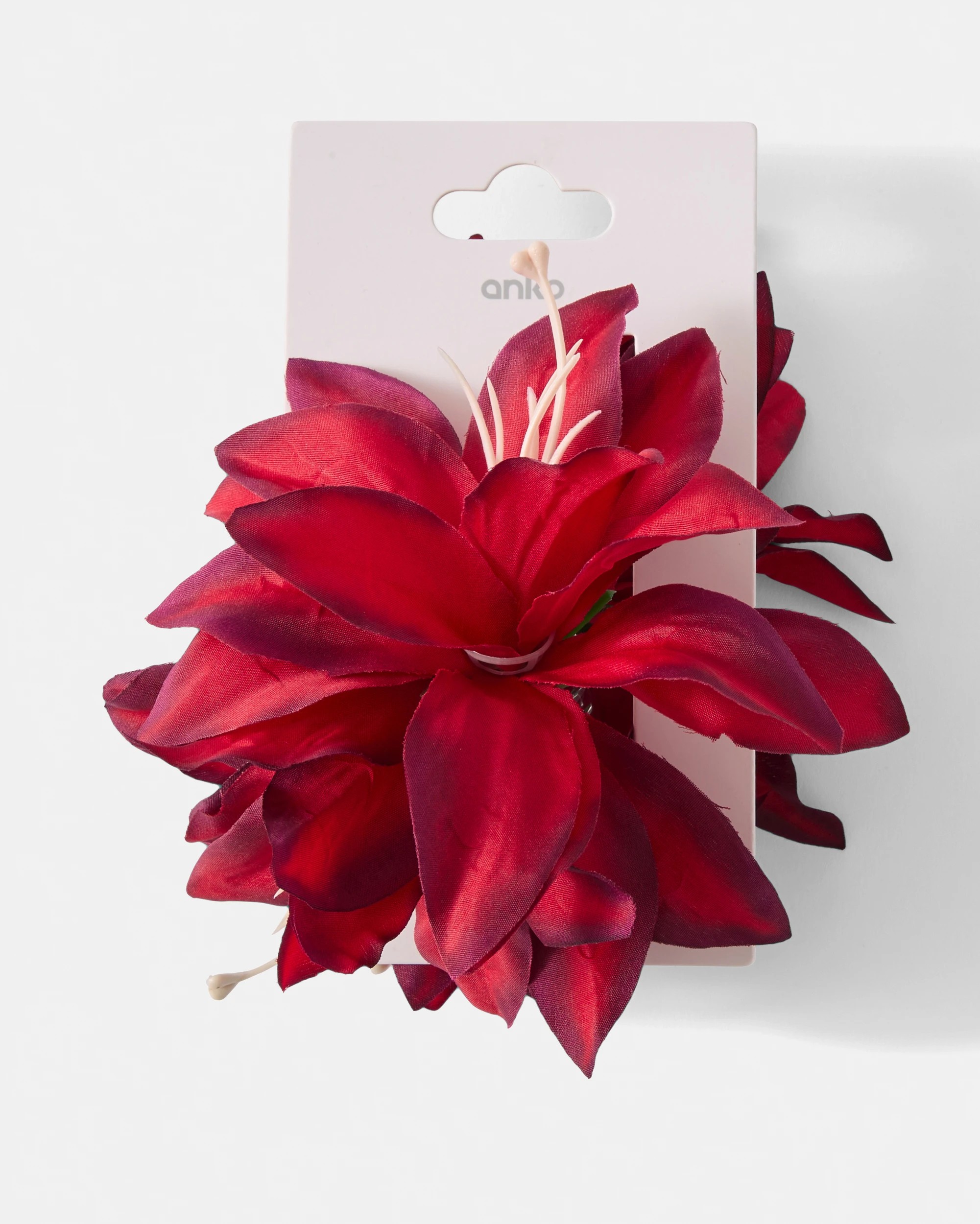 4 Red Oversize Fabric Flower Claw Hair Clip, 4 of 4