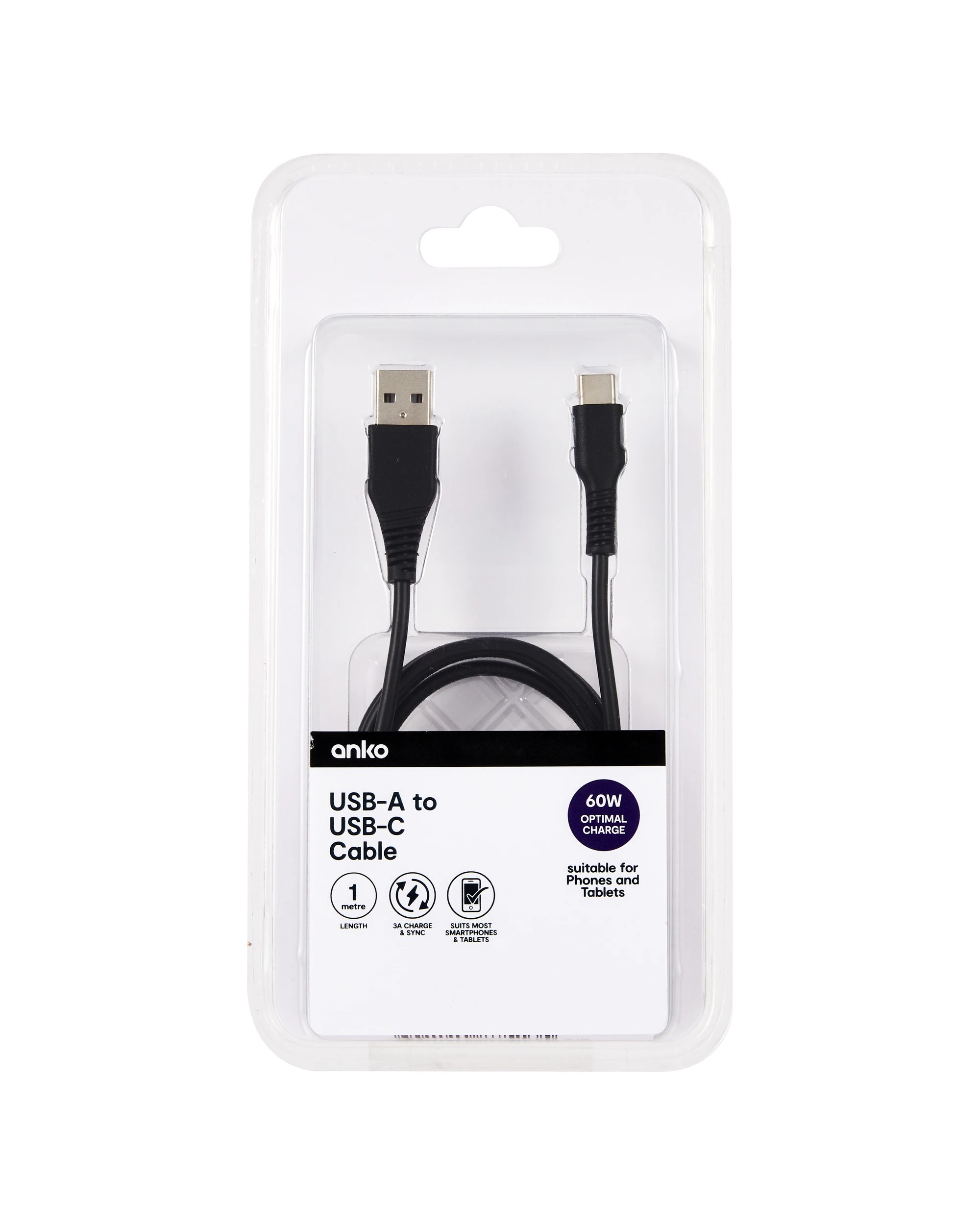 4 USB-A to USB-C Cable - 1m, Black, 4 of 5