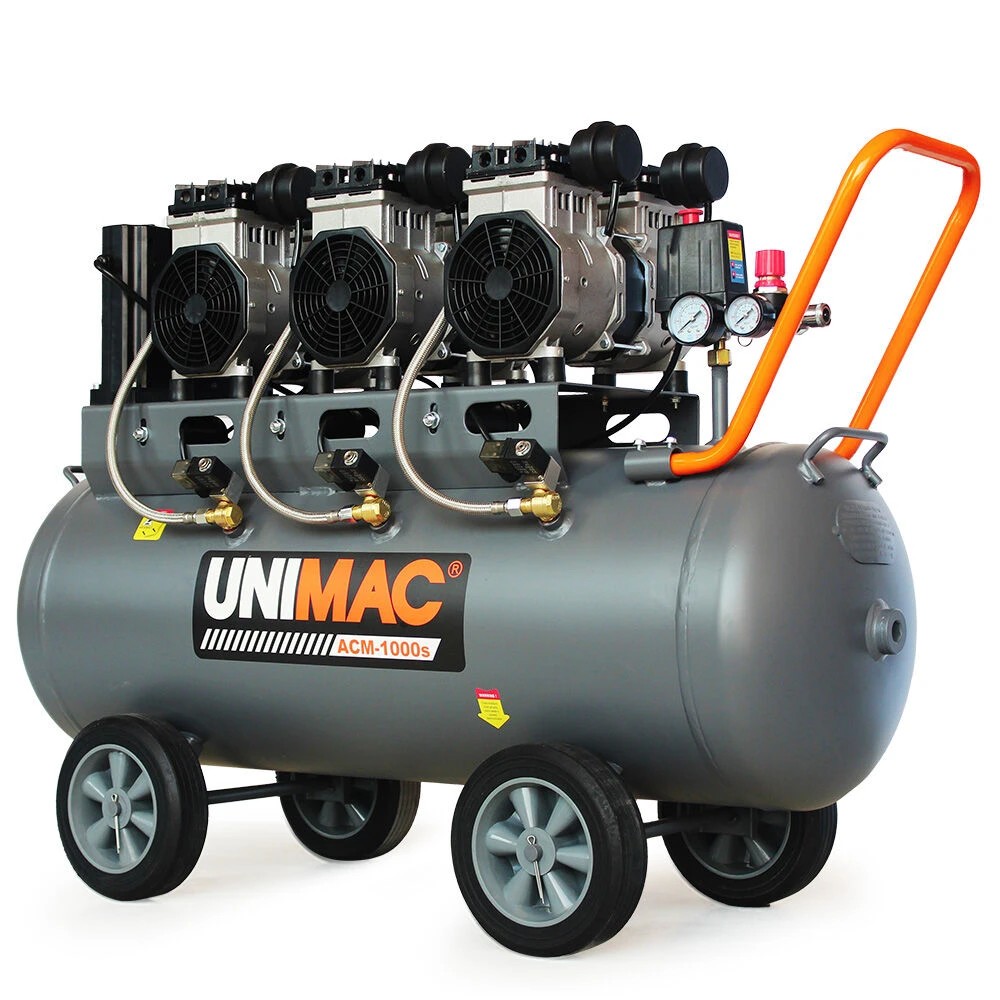 1 Unimac 100L 4.5HP Silent Oil-Free Air Compressor, with Twin Nitto Outlets, 15A Plug, 1 of 1