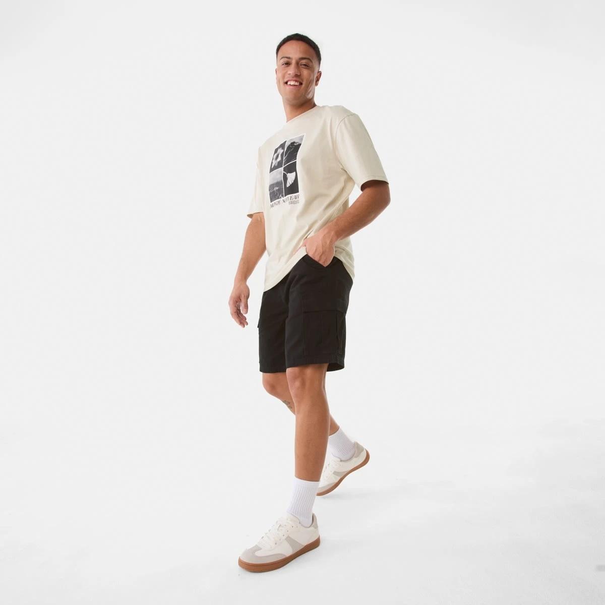 3 Elastic Waist Cargo Shorts BLACK, 3 of 7