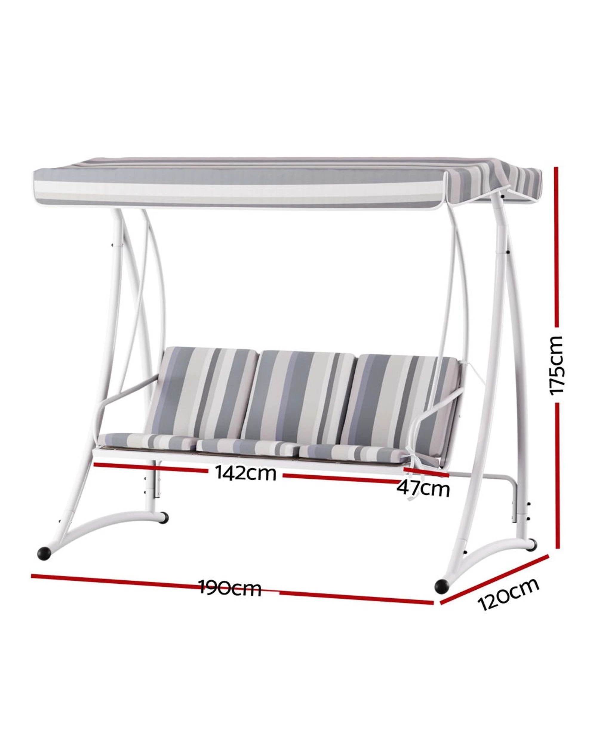 2 Gardeon Outdoor Swing Chair Garden Bench Furniture Canopy 3 Seater White
 - White, 2 of 3
