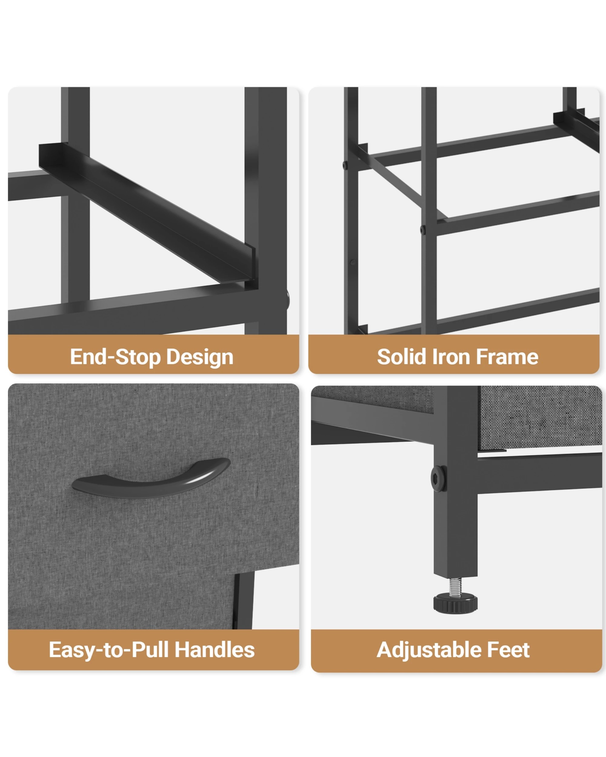 8 Advwin 5 Chest Of Drawers Storage Cabinet Tower Dresser Lowboy
 - Grey, 8 of 9