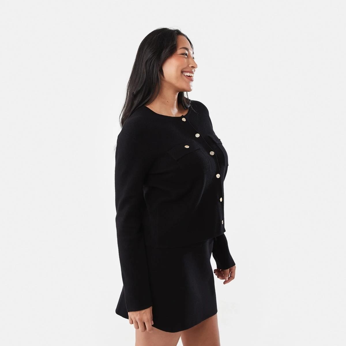 2 Compact Knit Cardigan Black, 2 of 6