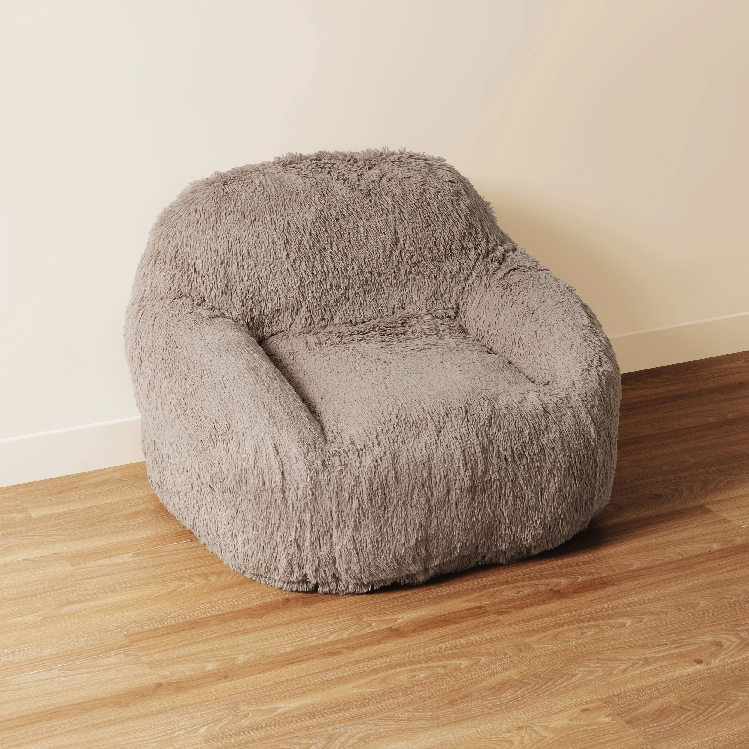 3 Faux Fur Taupe Expanding Chair, 3 of 6