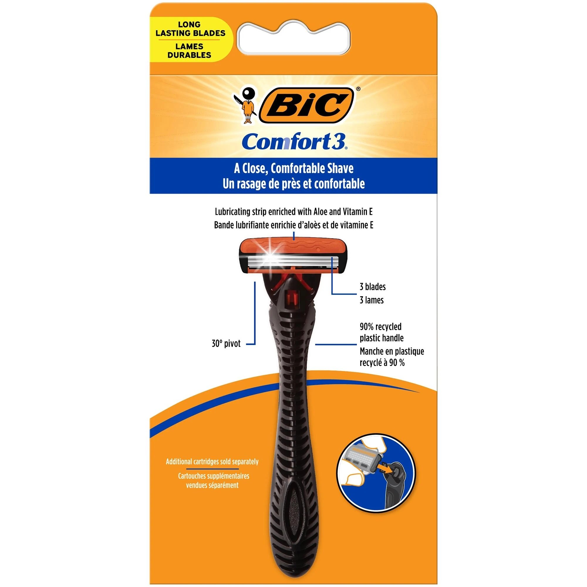 3 BIC Hybrid Advance Razor - Orange, 3 of 9