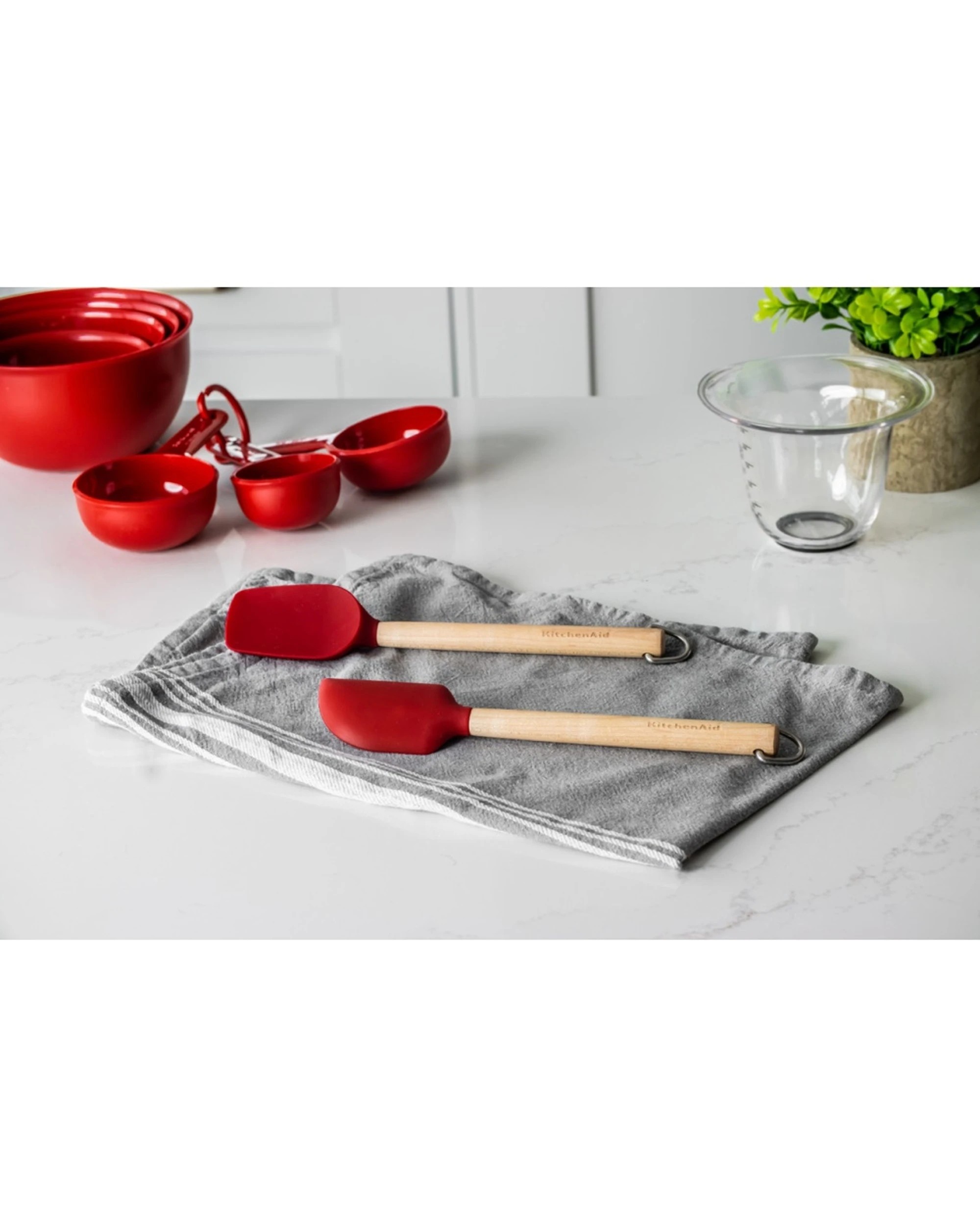 3 KitchenAid 2pc Mini Birchwood Kitchen Spatula Tool Set - Red, 3 of 6