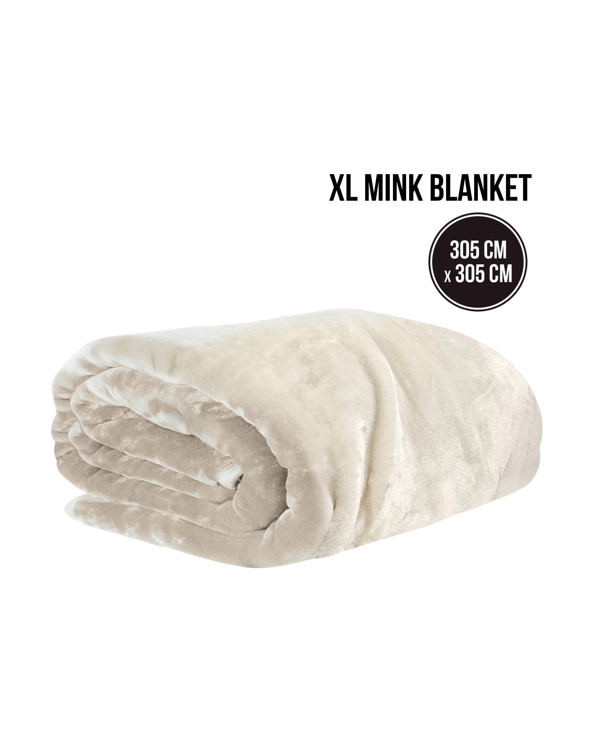 3 Laura Hill 3m X 3m Xl Faux Mink Blanket Double-sided Soft Plush Bed Oversized Throw Rug Beige
 - Super King Bed, 3 of 9