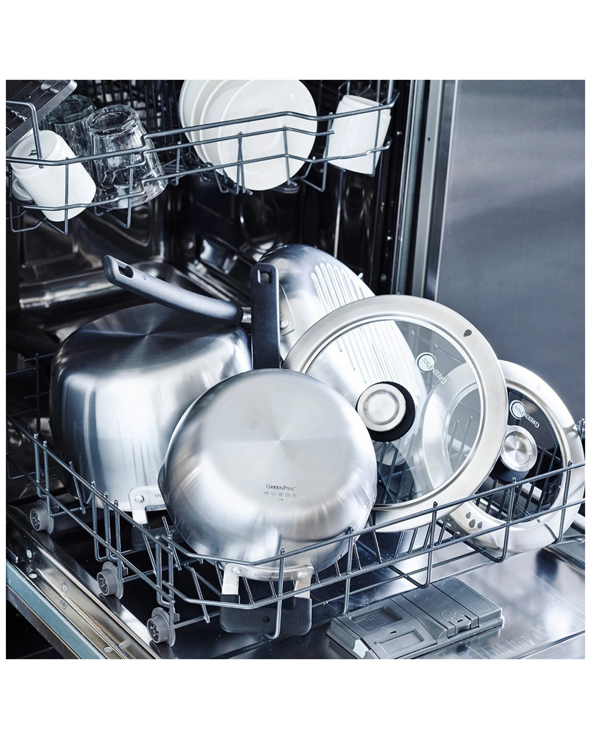 8 11pc Greenpan Levels Stackable Tri-ply Stainless Steel Home Kitchen Cooking Set
 - Silver, 8 of 8