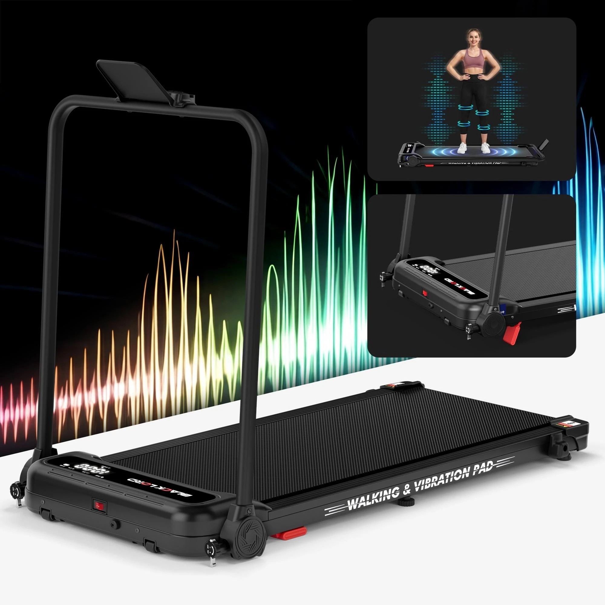 2 Black Lord Treadmill 4-in-1 Walking Vibration Pad Incline Foldable Home Gym - Black, 2 of 9