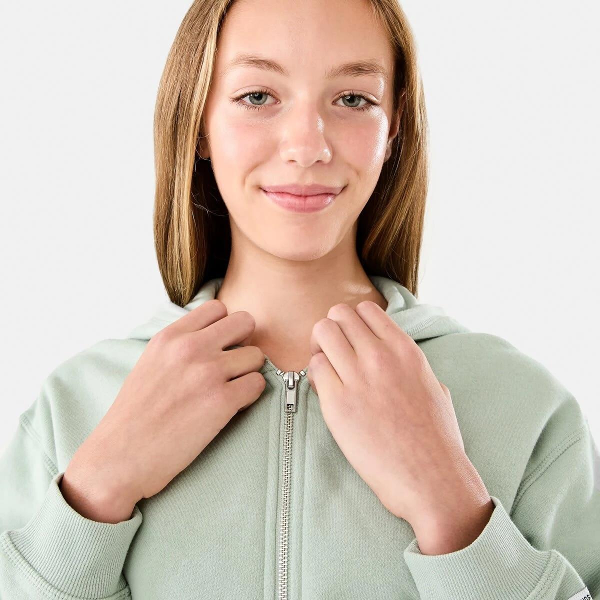 3 Cropped Zip Through Hoodie Aqua Grey, 3 of 10