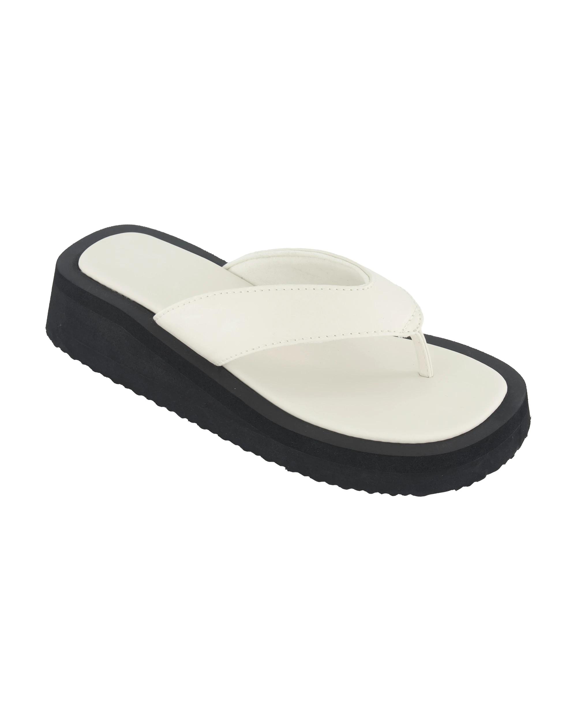 1 Padded Strap Platform Thongs Blk/ivory, 1 of 3