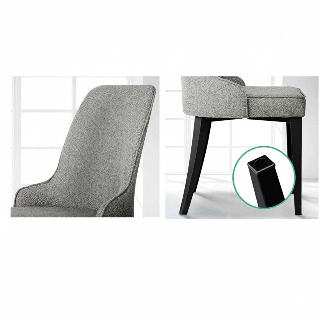 4 Artiss Dining Chairs Set of 2 Linen Fabric - Grey, 4 of 8