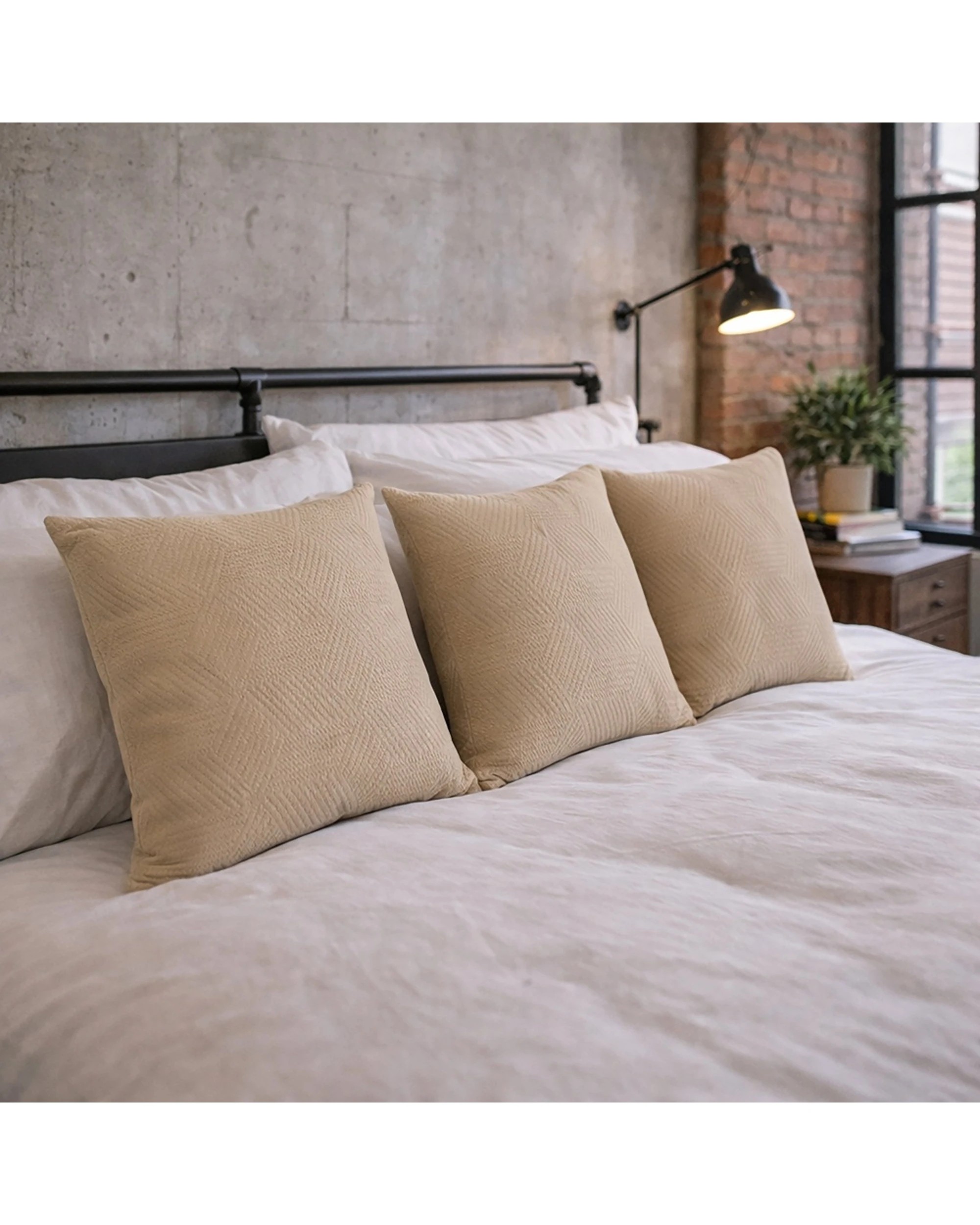 3 Urban Style Decorative Lounge Cushion Throw Pillow Taupe Lines 45x45cm - Beige, 3 of 7
