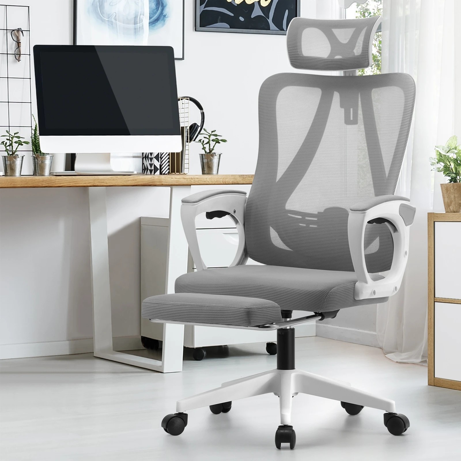 2 Oikiture Mesh Office Chair Footrest
 - White, 2 of 10
