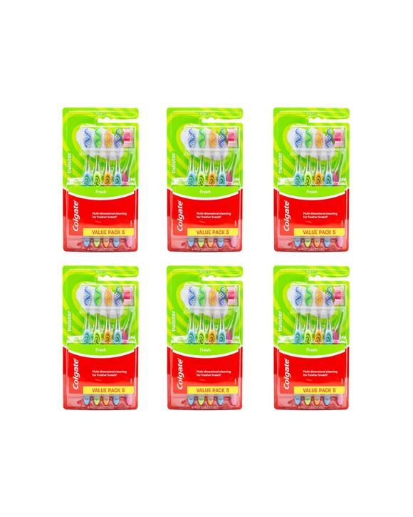 Colgate Toothbrush Twister Fresh Soft Bristles 6PK Enhanced Cleaning Dental Care - Multi