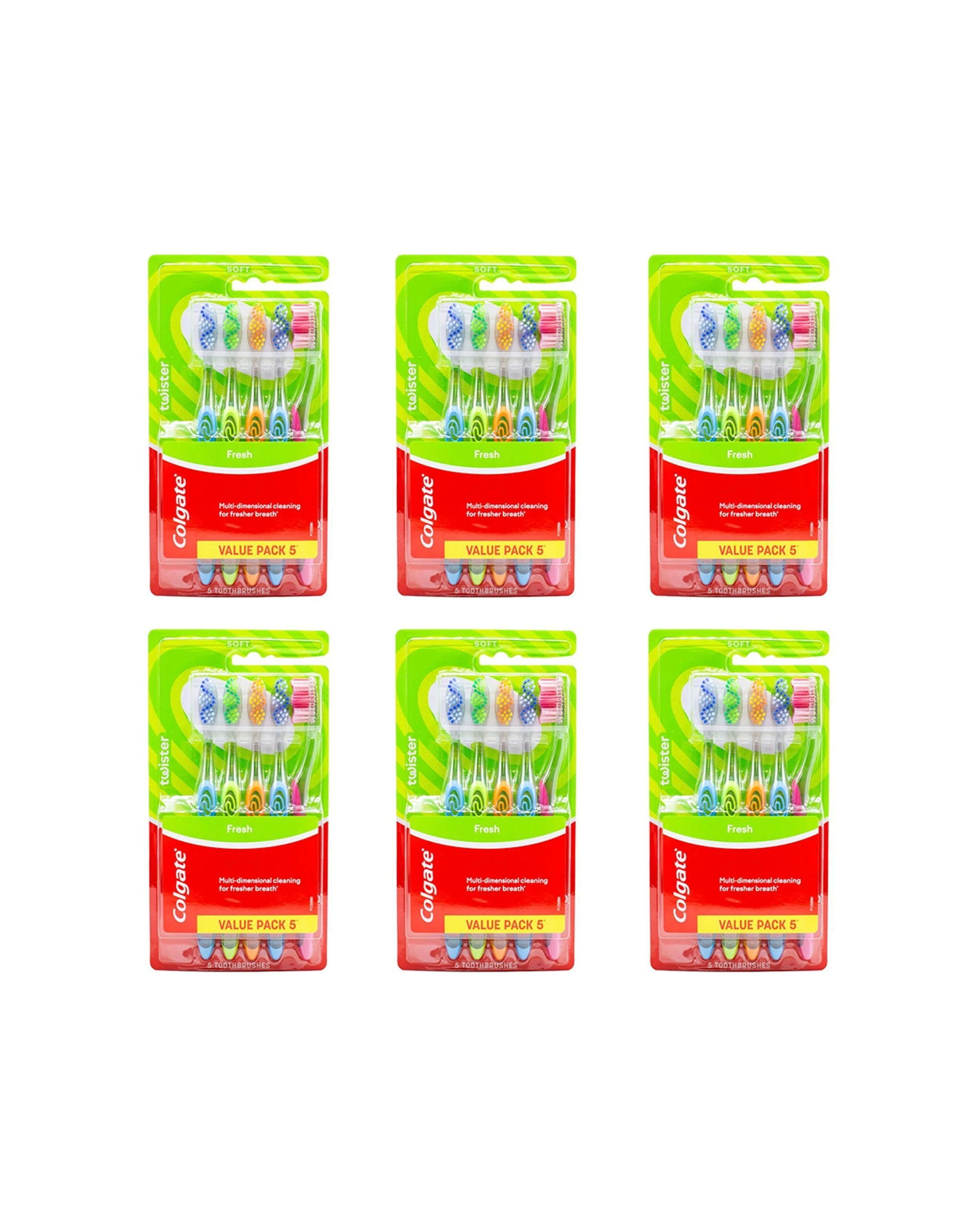 1 Colgate Toothbrush Twister Fresh Soft Bristles 6PK Enhanced Cleaning Dental Care - Multi, 1 of 3
