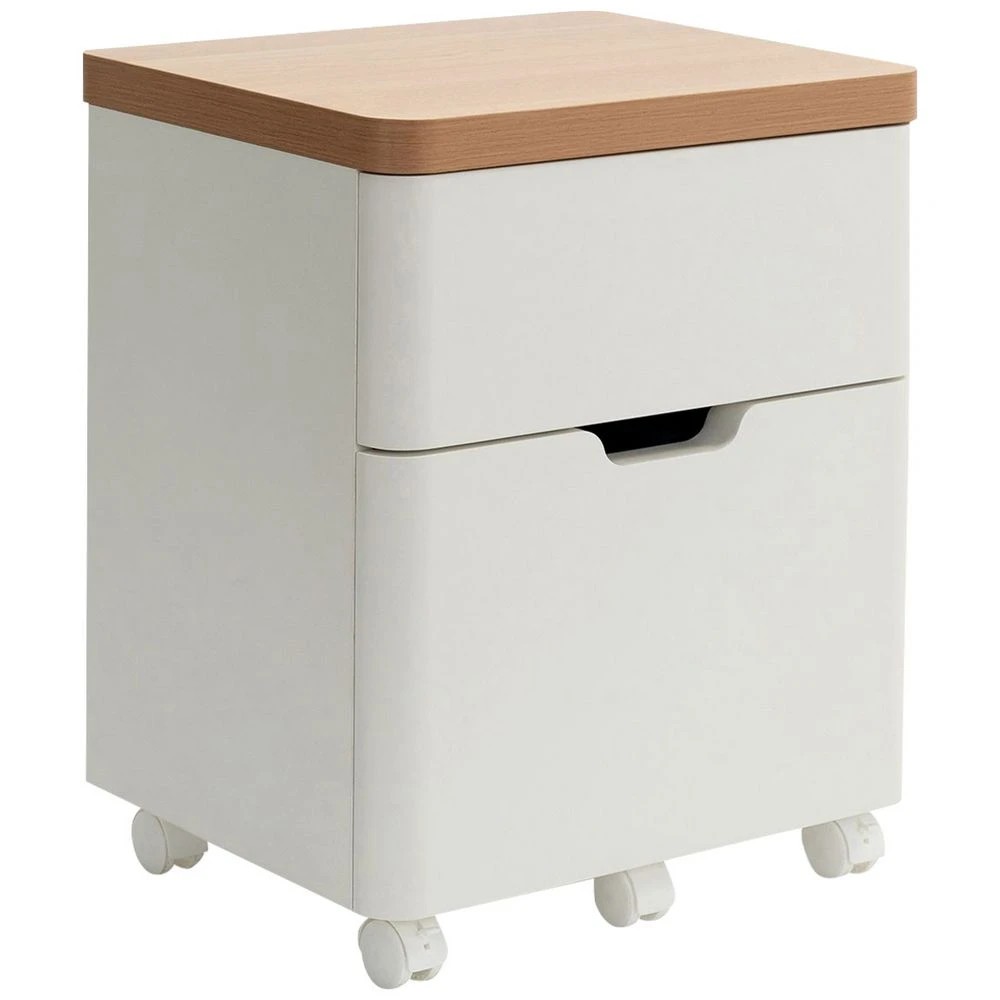 1 Marstrand 2-Drawer Pedestal Oak and White  Cabinets Pedestals, 1 of 10