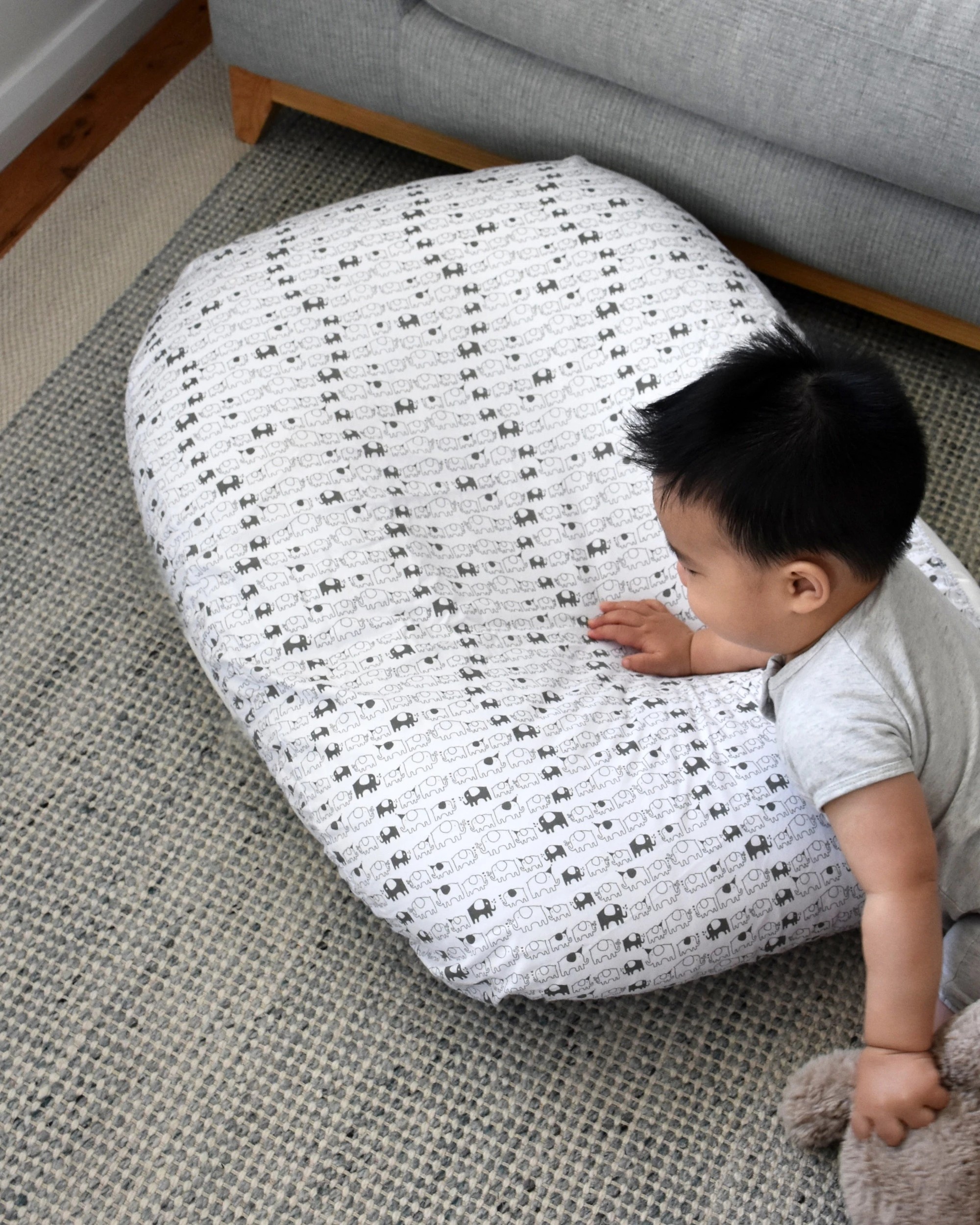 3 Playette Printed Co-Sleeper Fitted Sheet Cotton Elephant Design 52x87x4cm - Multi, 3 of 4
