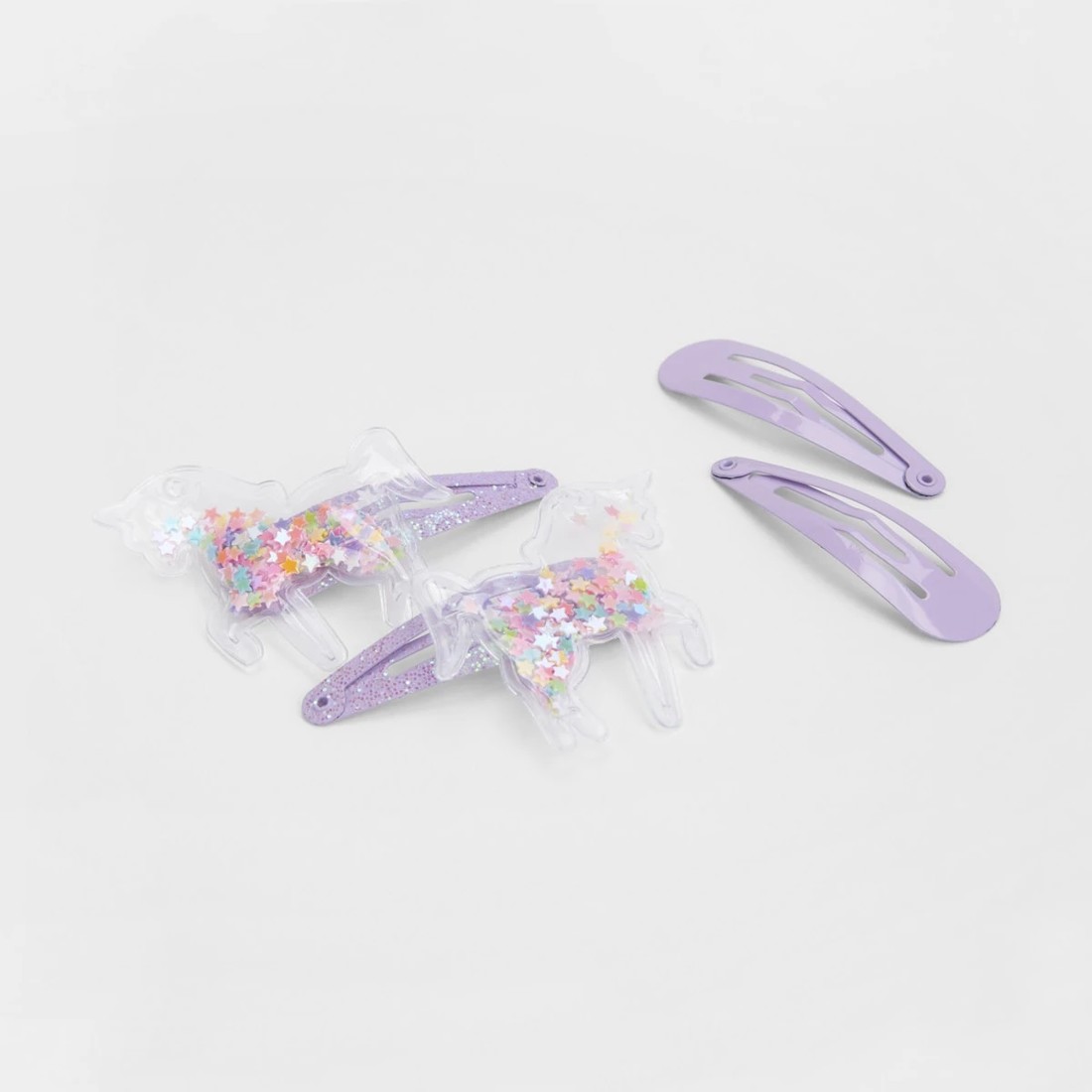 2 4 Pack Purple Unicorn Snap Hair Clips, 2 of 3