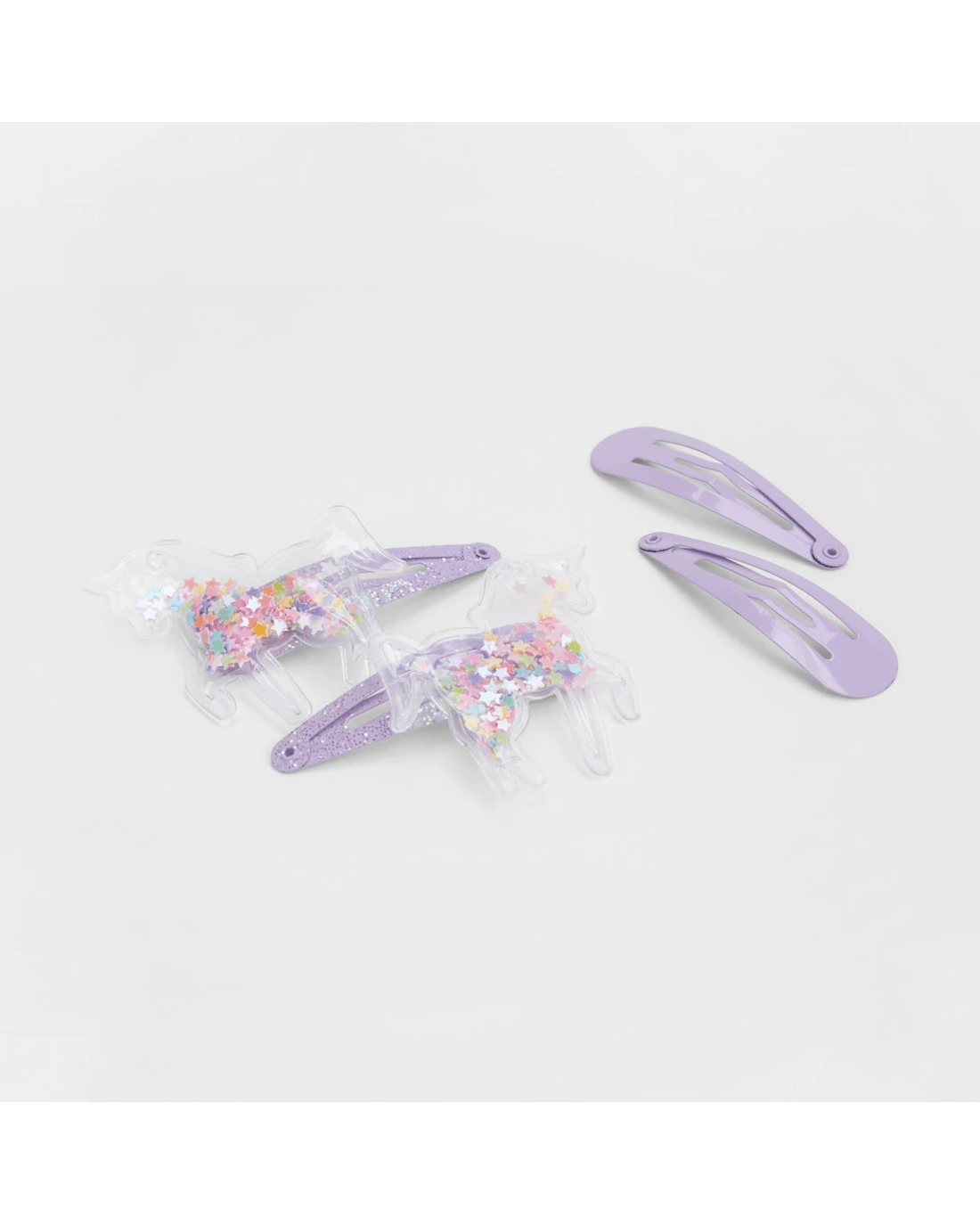 2 4 Pack Purple Unicorn Snap Hair Clips, 2 of 3