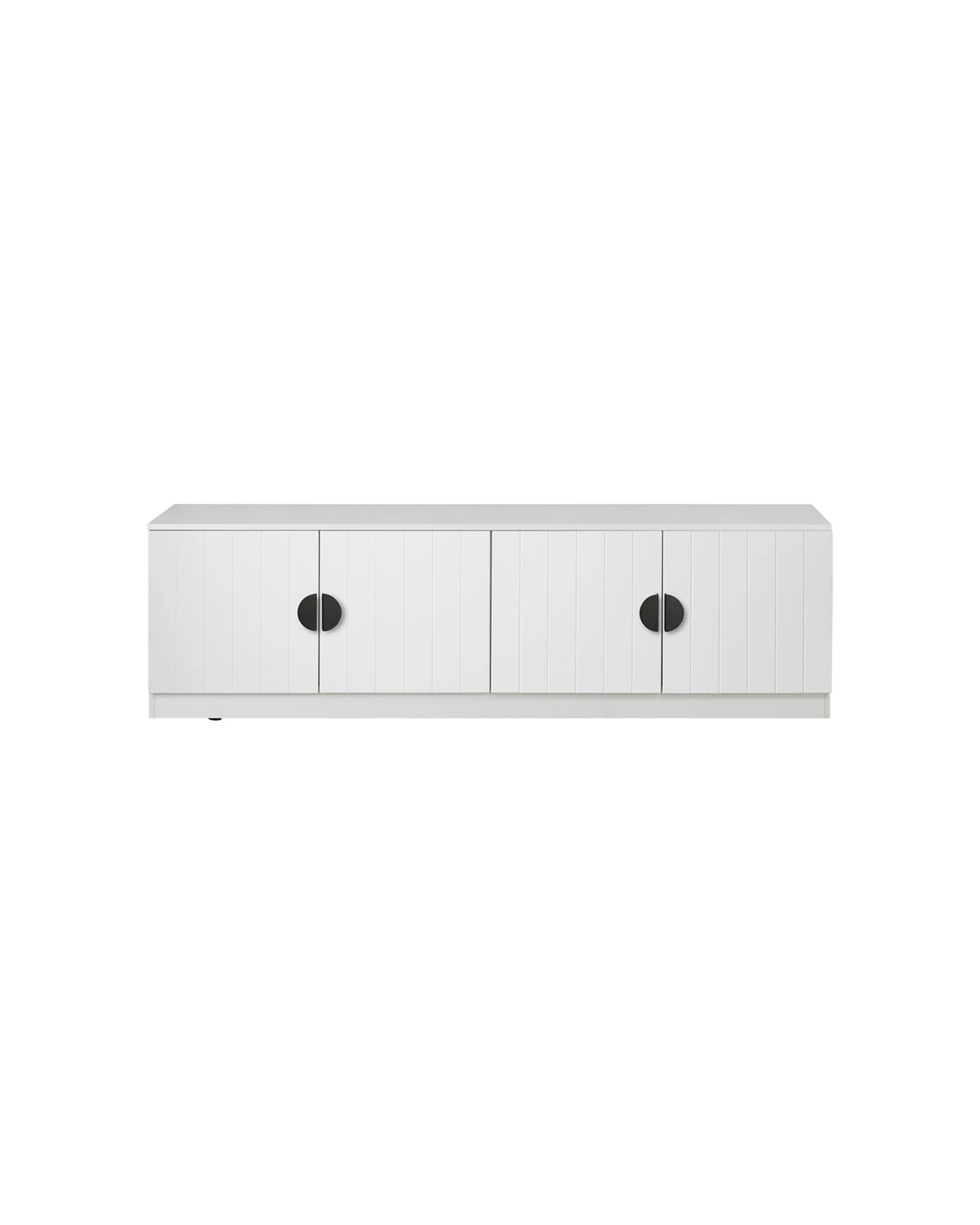1 European Cabinetry Bucharest VJ Panel TV Unit Half Moon Handle - White, 1 of 4
