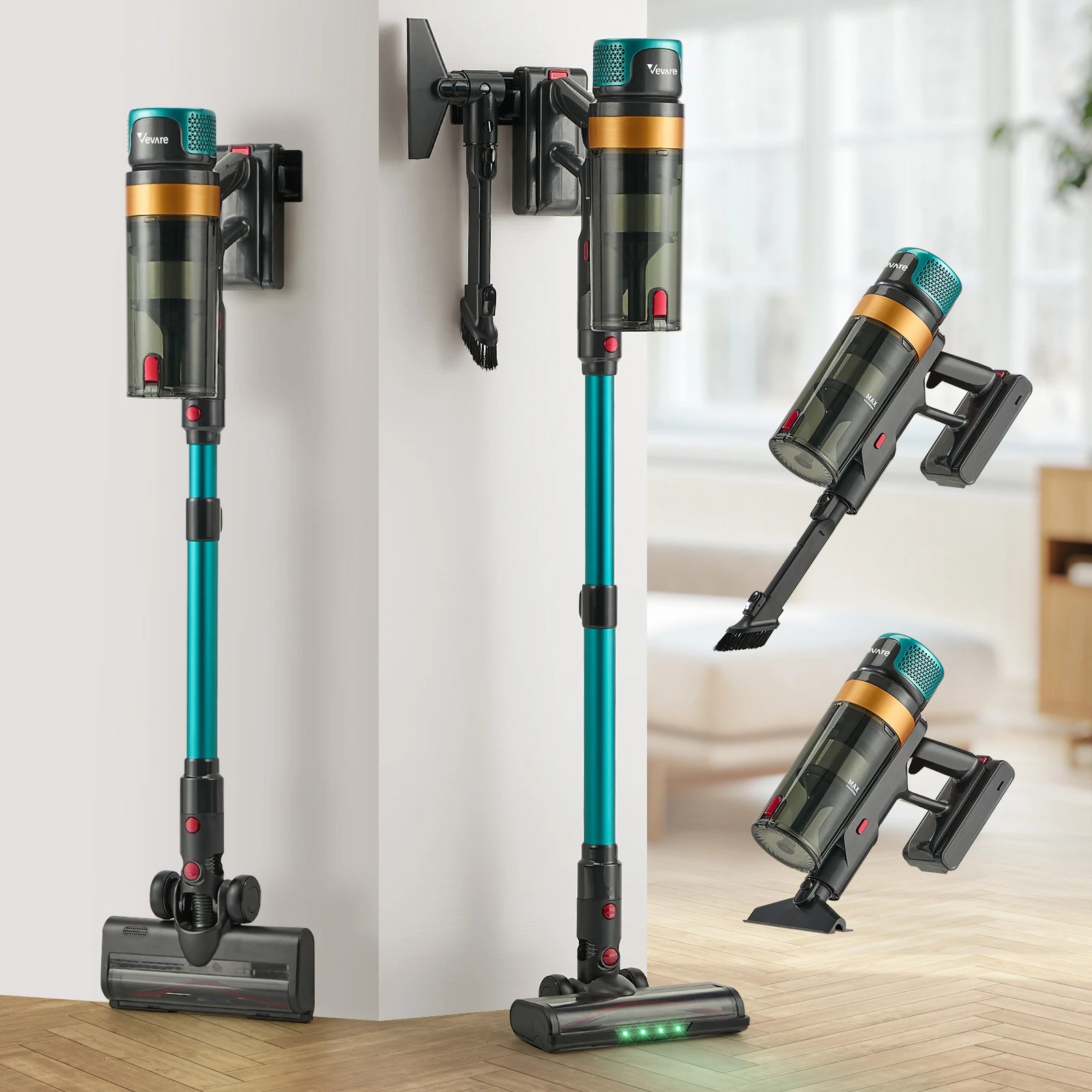 2 Vevare Cordless Stick Vacuum Cleaner Handstick Bagless Vac Handheld 45KPA - Multi, 2 of 10