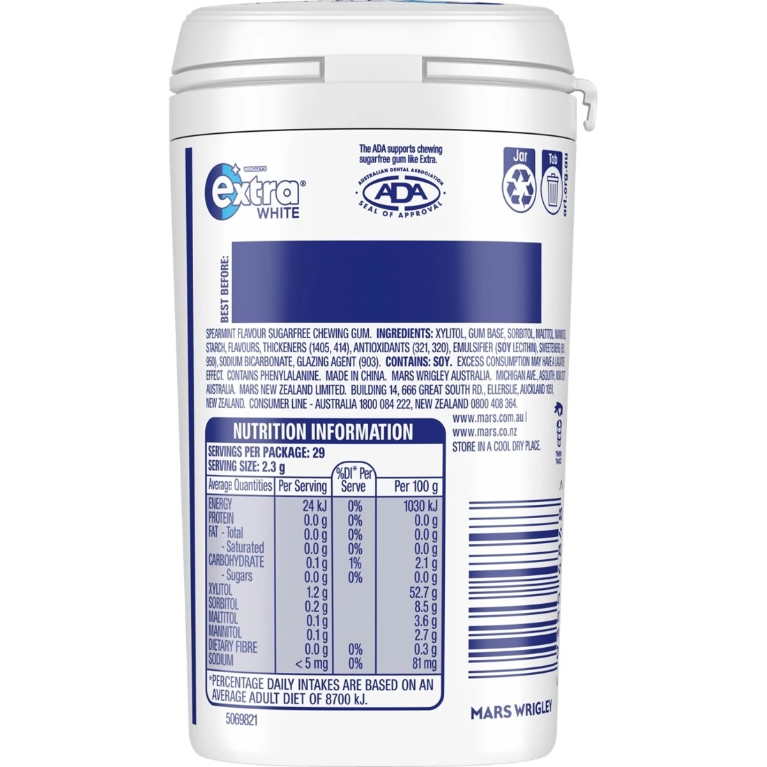 2 Wrigley's Extra White Spearmint Gum Bottle 67g, 2 of 7