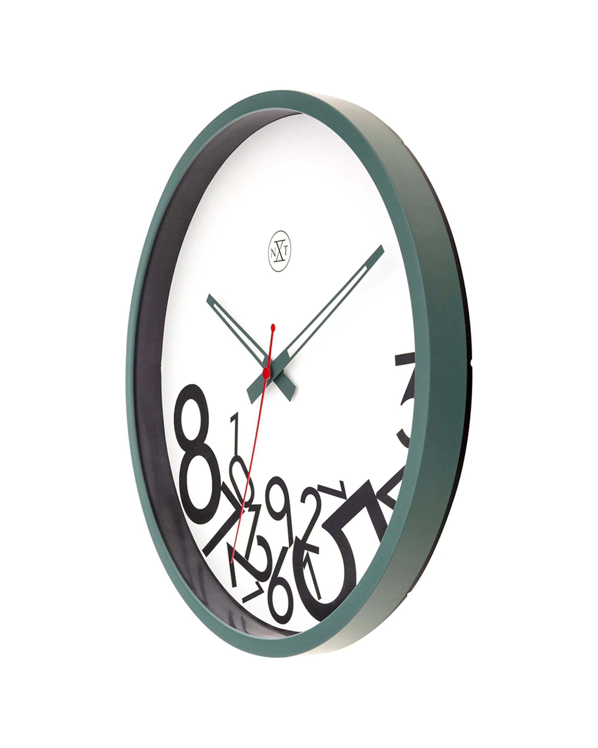2 NexTime 30cm Wall Clock - Dropped Numbers Design - Green, 2 of 5