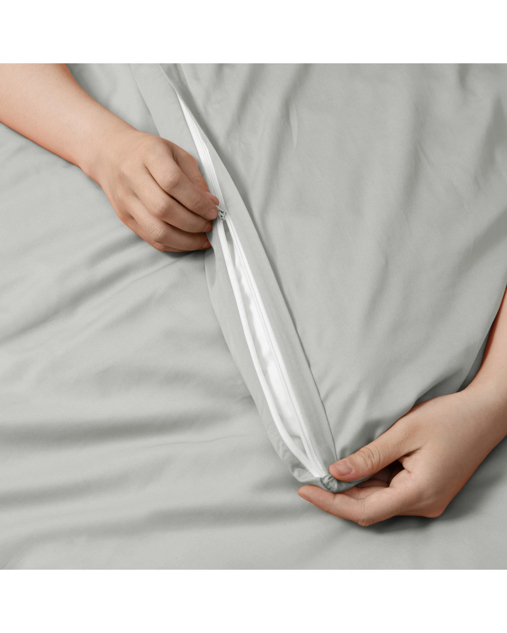 3 Serene 400TC Bamboo Cotton Sateen Quilt Cover Set - Double Bed - Dove Grey, 3 of 5