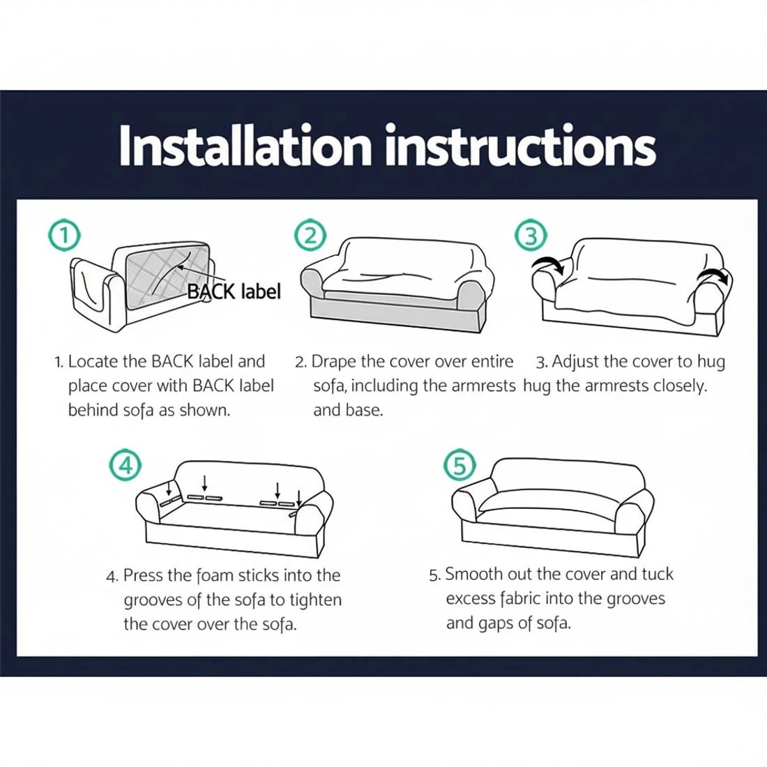 6 Artiss Sofa Cover Couch Covers 3 Seater Stretch - Blue, 6 of 7