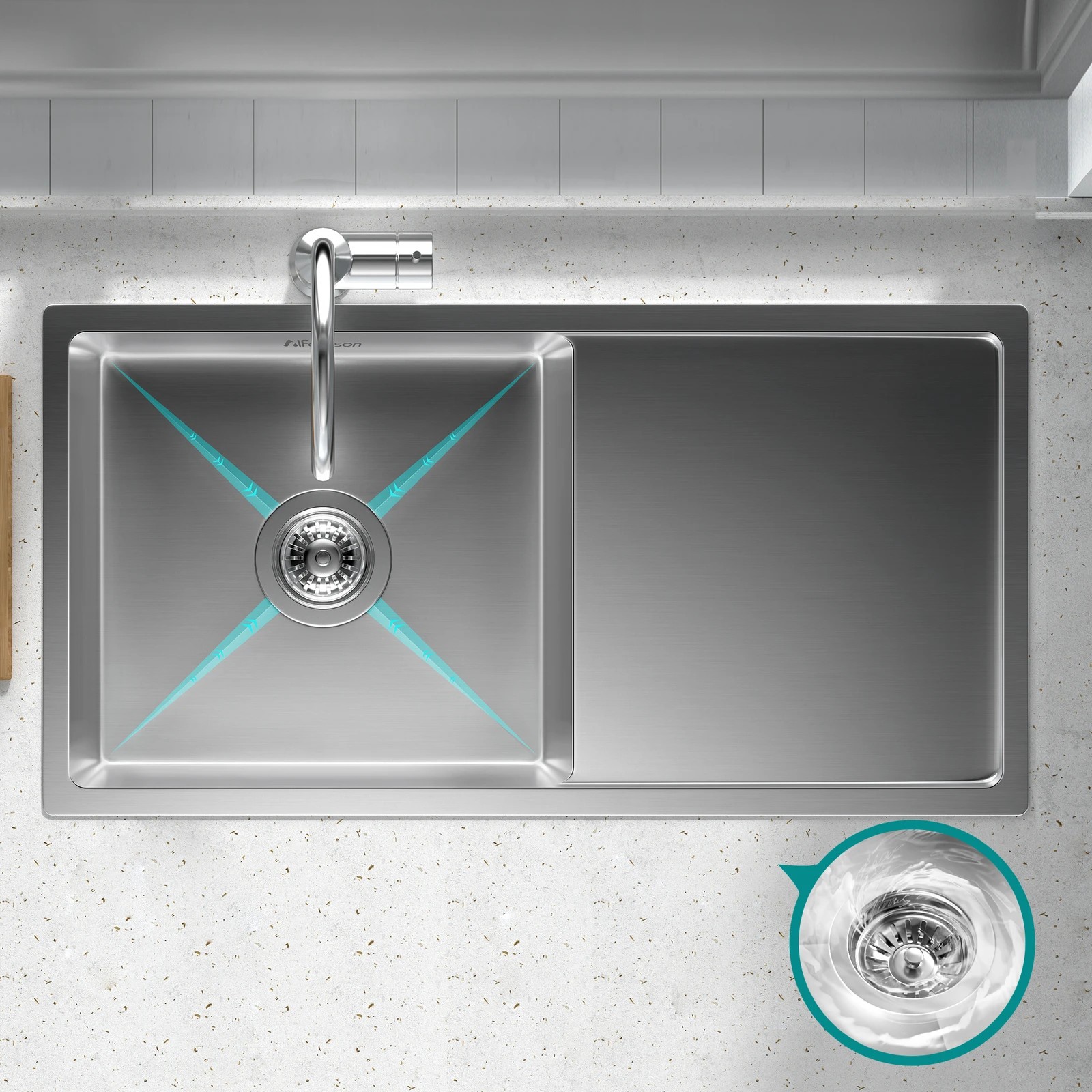 4 Alfordson Kitchen Sink Stainless Steel 87X45CM - Silver, 4 of 8