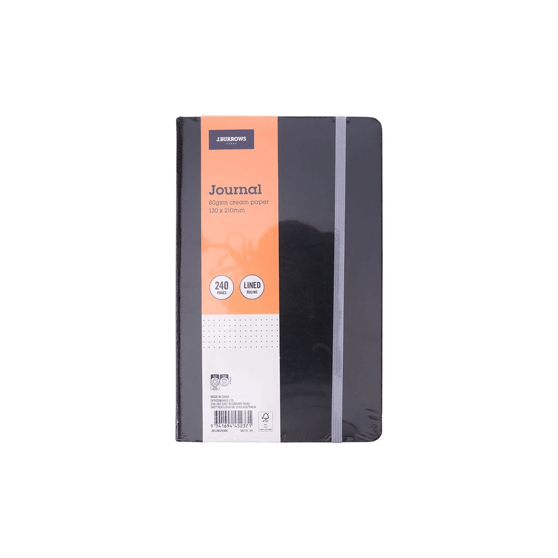 1 J.Burrows Medium Journal Ruled 240 Page Black, 1 of 3