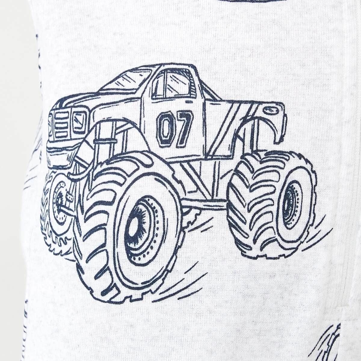 5 Ribbed All-In-One Sleepsuit Wht Truck, 5 of 9