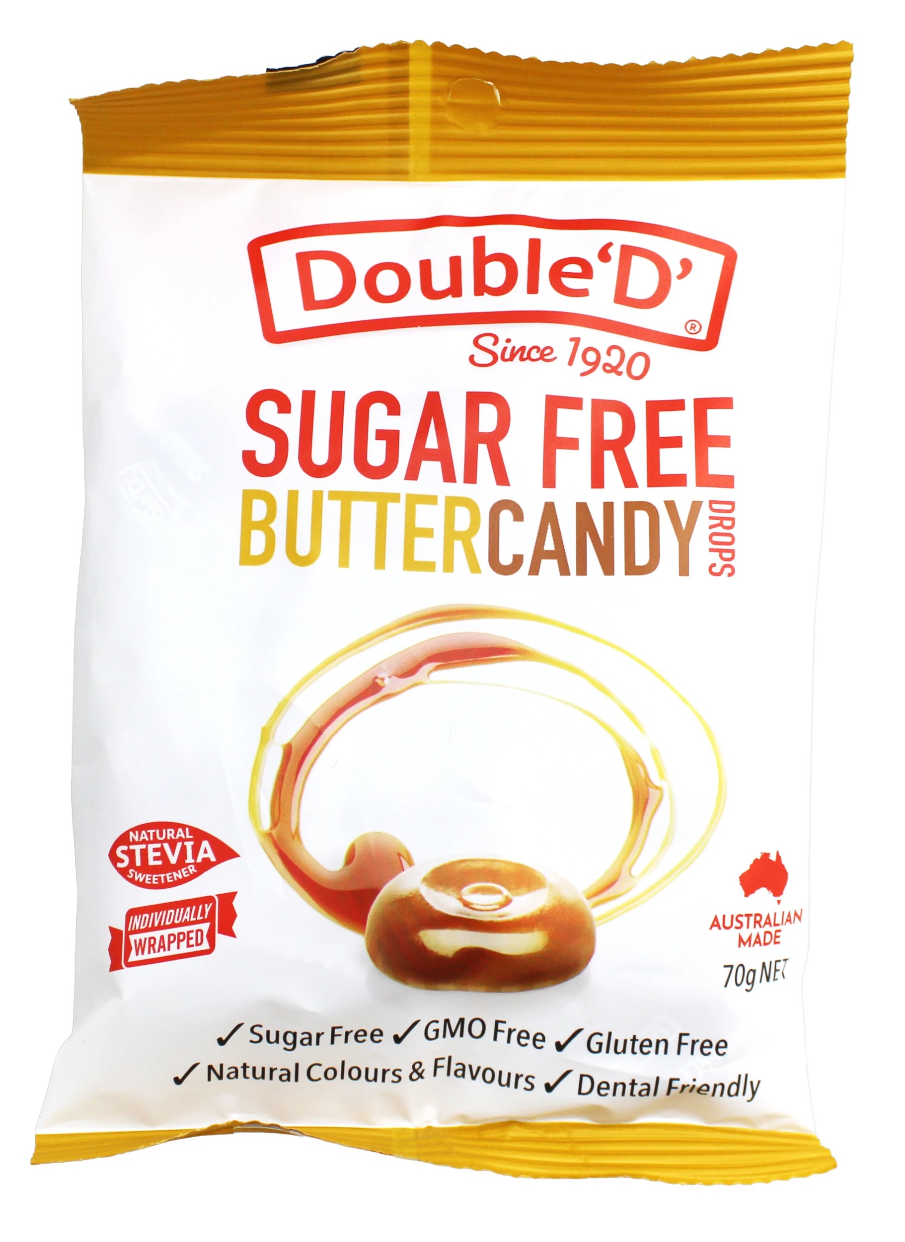 1 Double 'D' Sugar Free Butter Candy Drops 70g, 1 of 2