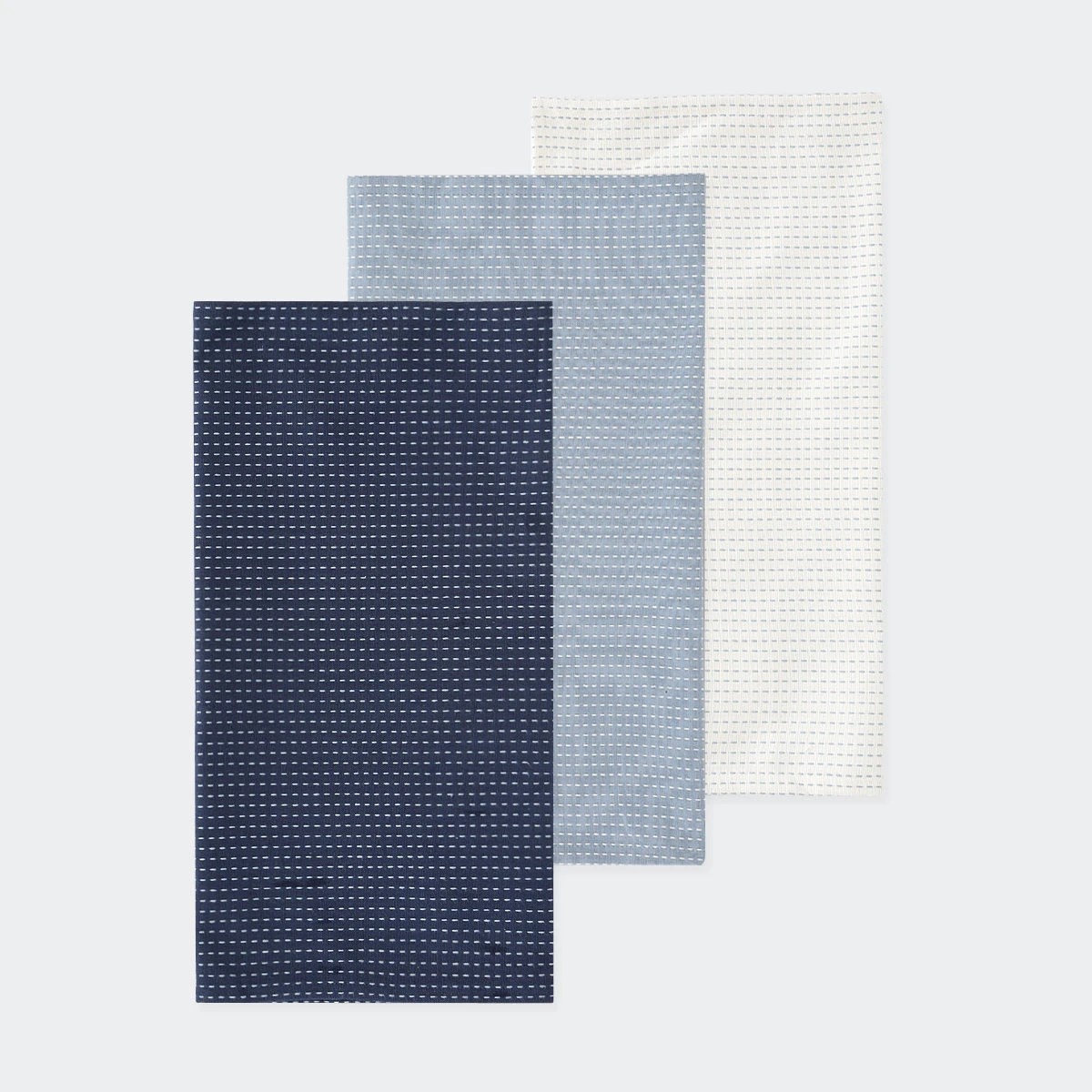 1 3 Pack Blue Stitch Tea Towels, 1 of 6