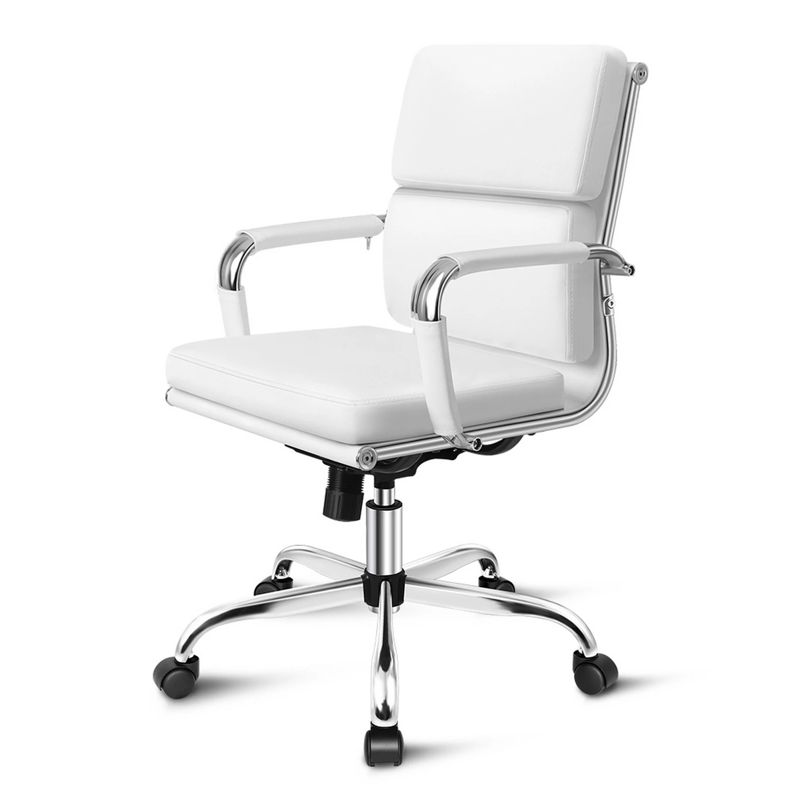 1 Alfordson Office Chair Ergonomic Paddings Executive Computer Work Seat Mid Back - White, 1 of 10
