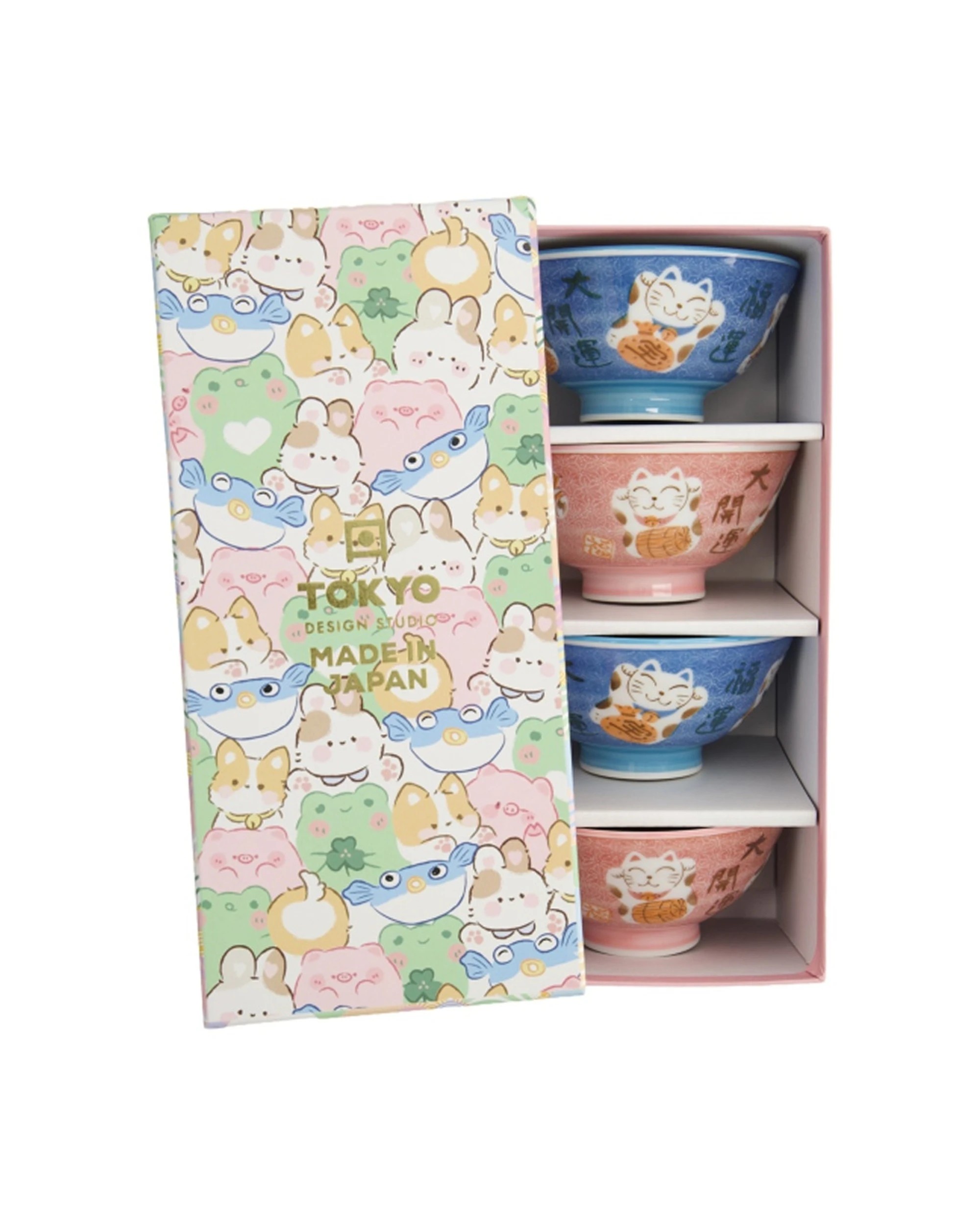 1 Tokyo Design 4pc Kawaii Neko Cat Bowls 11x6cm Tableware - Multi, 1 of 6