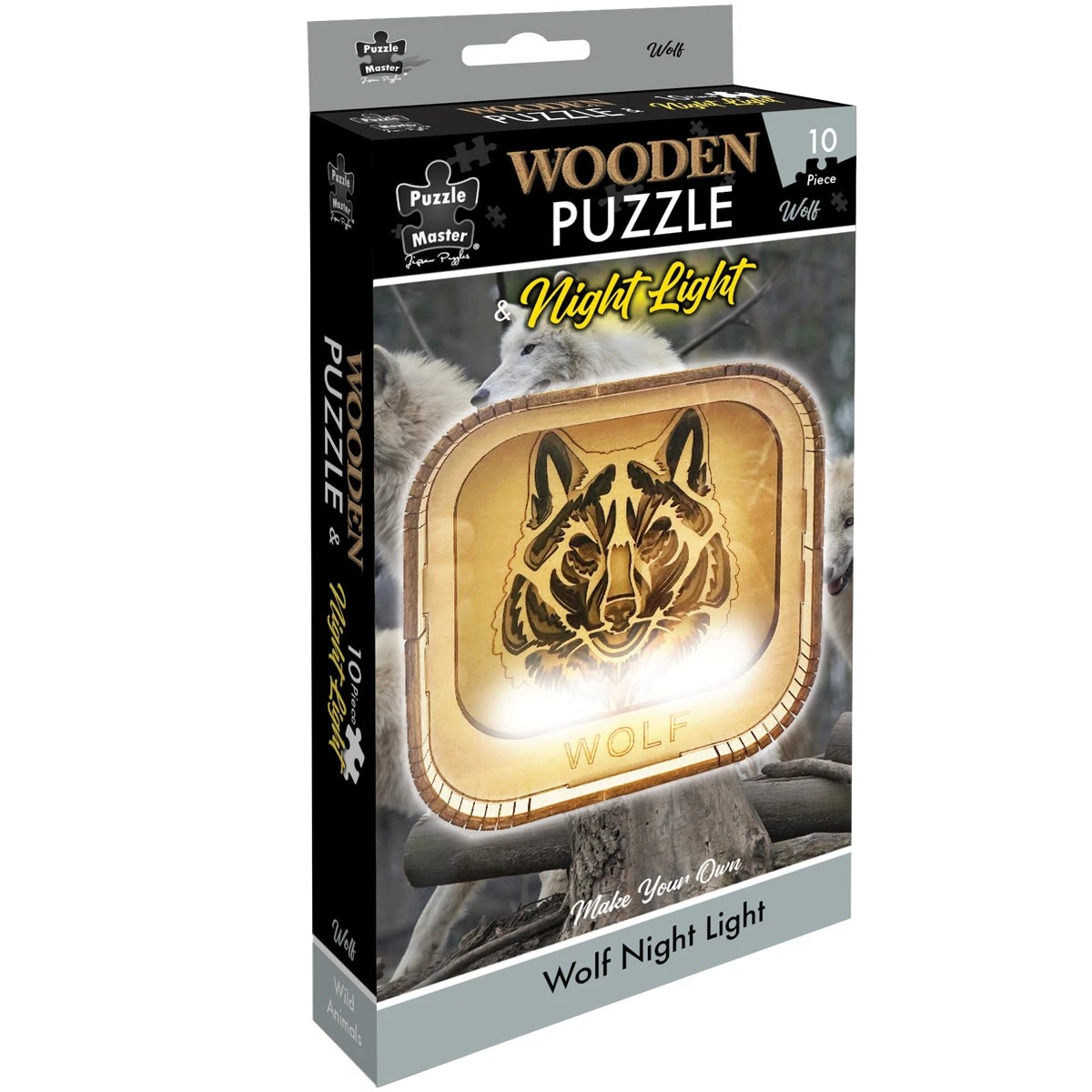 1 Puzzle Master Wooden Night Light Puzzle Wolf, 1 of 1