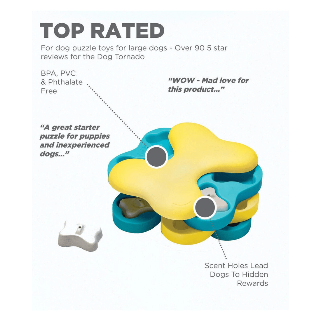 3 Outward Hound Nina Ottosson Dog Tornado Interactive Treat Dispenser Dog Toy Blue, 3 of 8