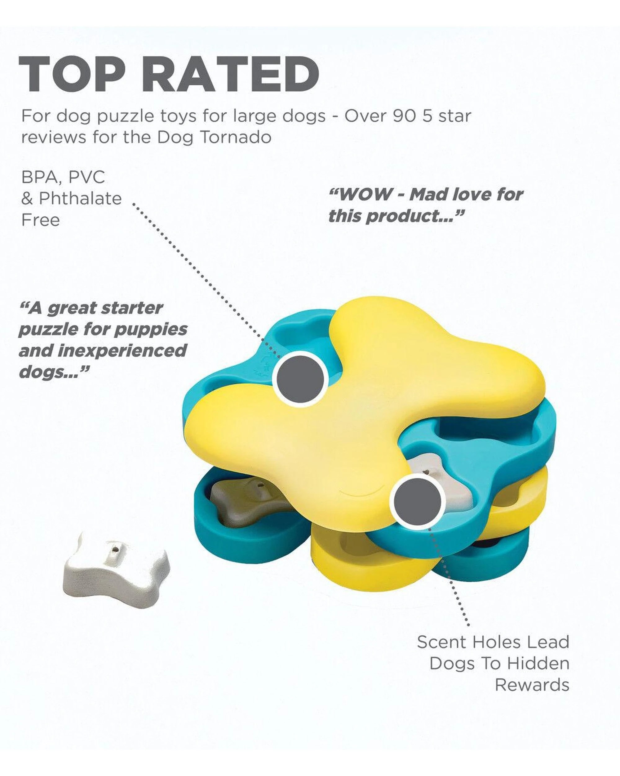 3 Outward Hound Nina Ottosson Dog Tornado Interactive Treat Dispenser Dog Toy Blue, 3 of 8