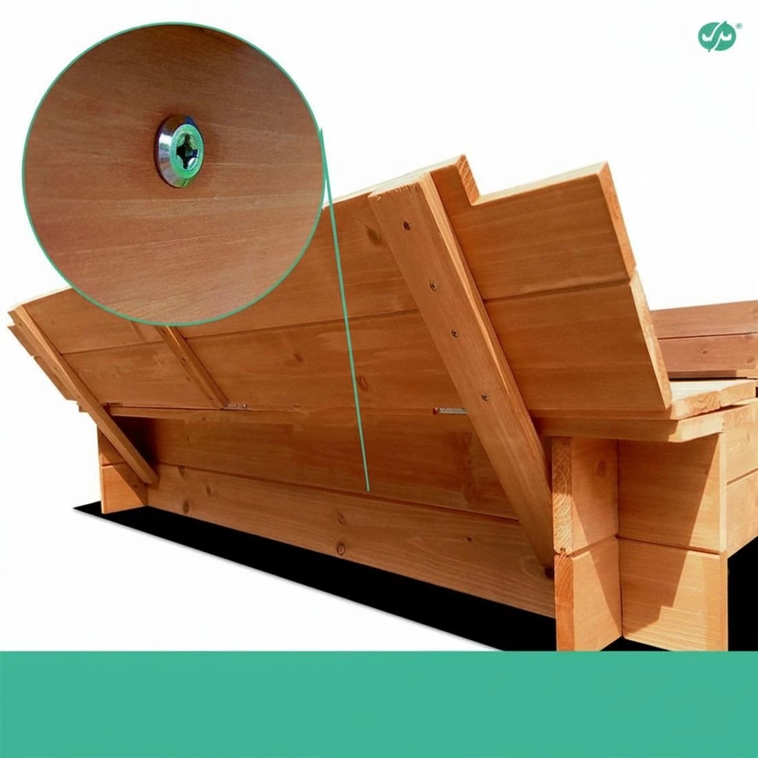 5 Keezi Kids Sandpit Wooden Sandbox Sand Pit with Canopy Foldable Seat Toys 120cm Durable Space Saving Sturdy - Multi, 5 of 6