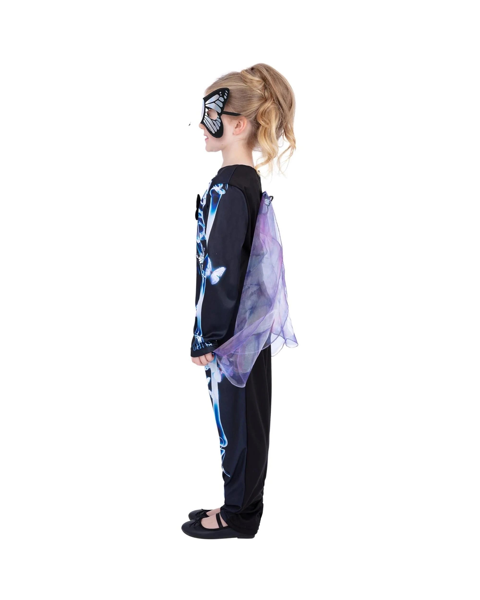 2 Butterfly Skeleton Child Costume Size Medium 7-9 Years, 2 of 5
