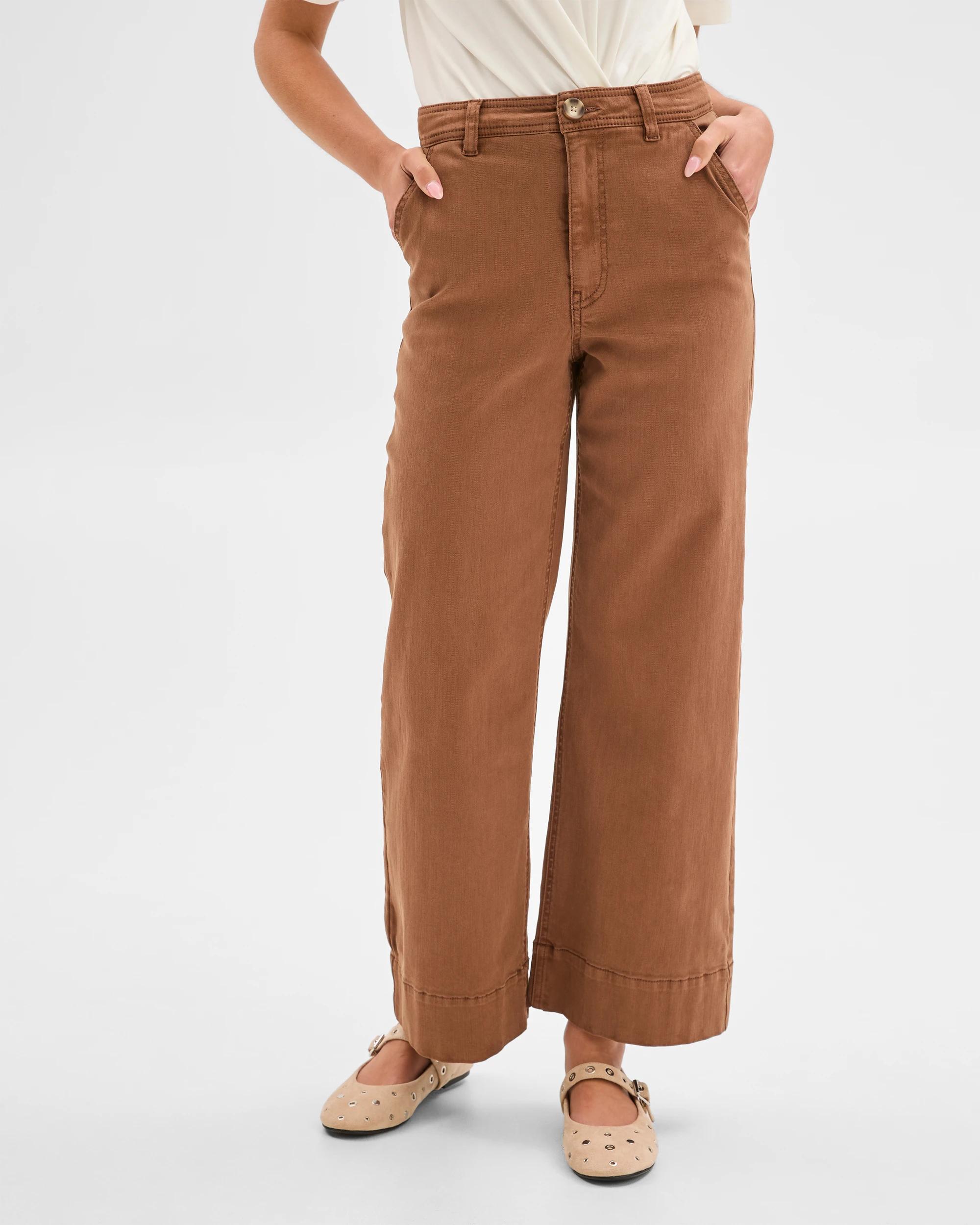 2 Target Petites Petites Australian Cotton Blend Stretch Twill Wide Leg Pants PARTRIDGE, 2 of 6