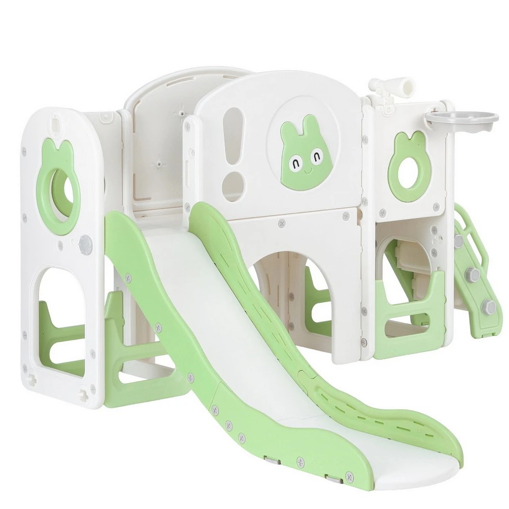 1 Keezi Kids Slide Swing Set Ball Hoop Rings Football Outdoor Toys - Multi, 1 of 7