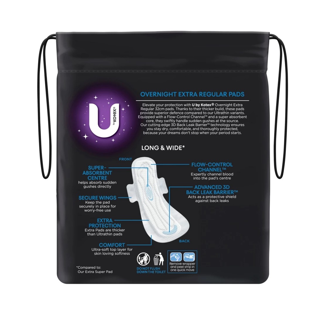 3 U by Kotex 10 Pack Extra Overnight Pads with Wings, 3 of 10
