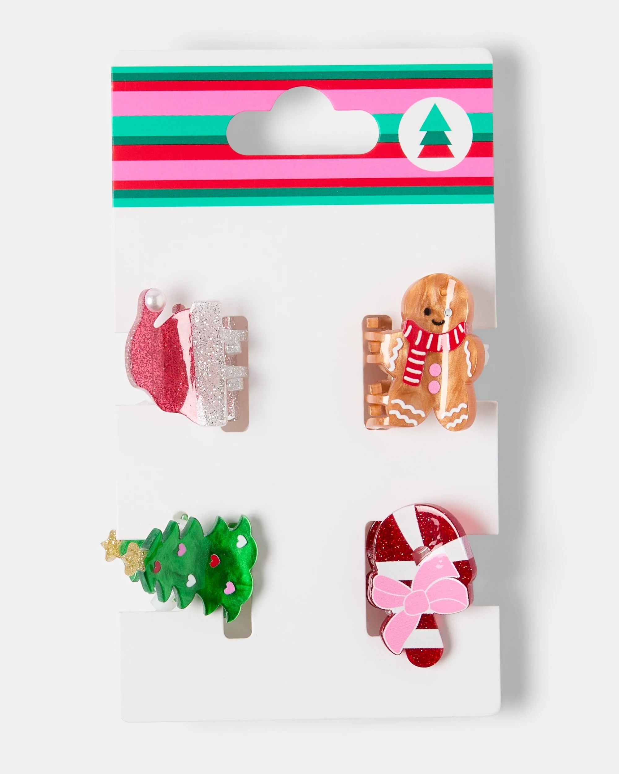 3 4 Pack Christmas Mini Claw Hair Clips, 3 of 3