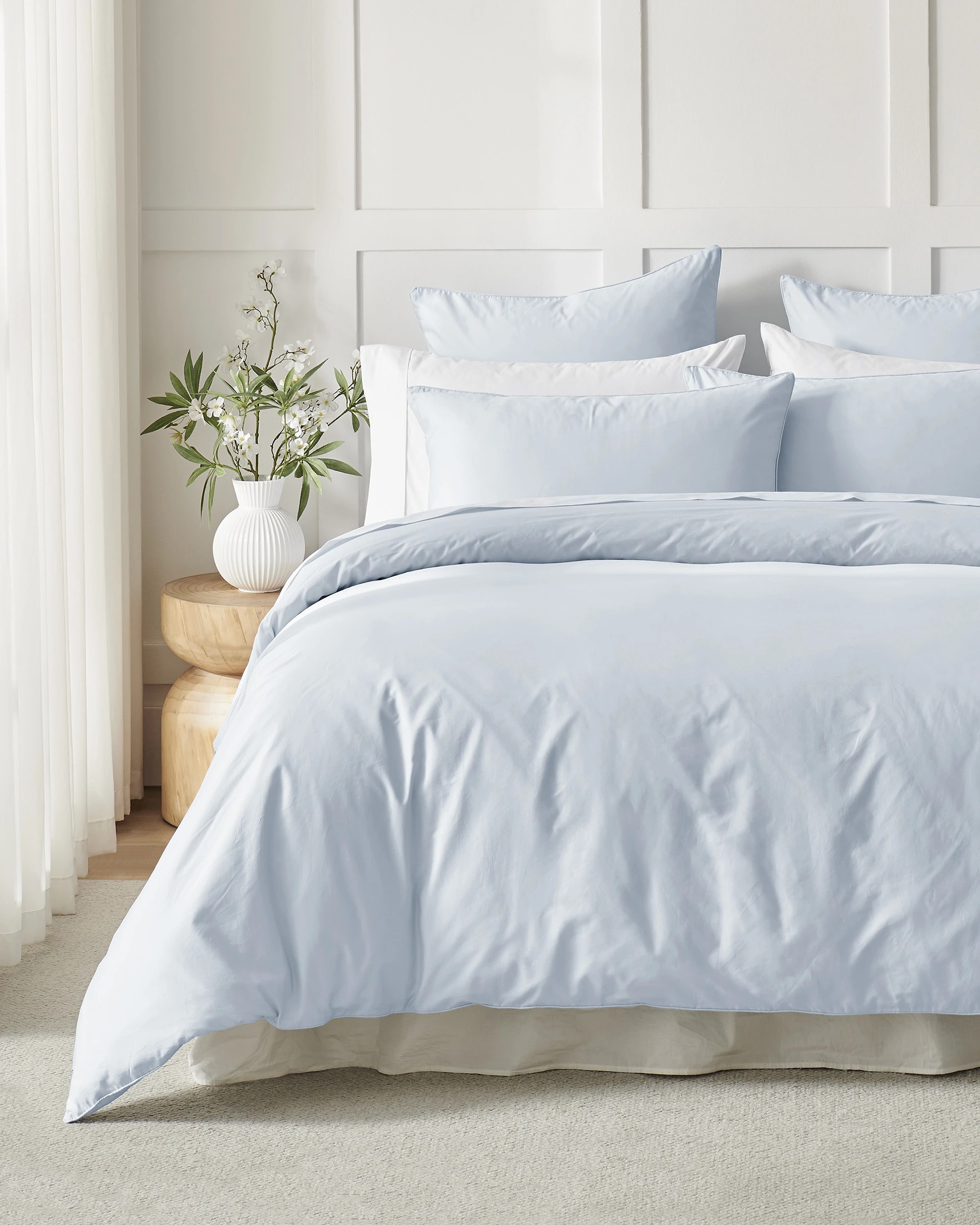 1 Dreamaker 400TC Premium Cotton Sateen Piped Quilt Cover Set - Single Bed - Sky, 1 of 10