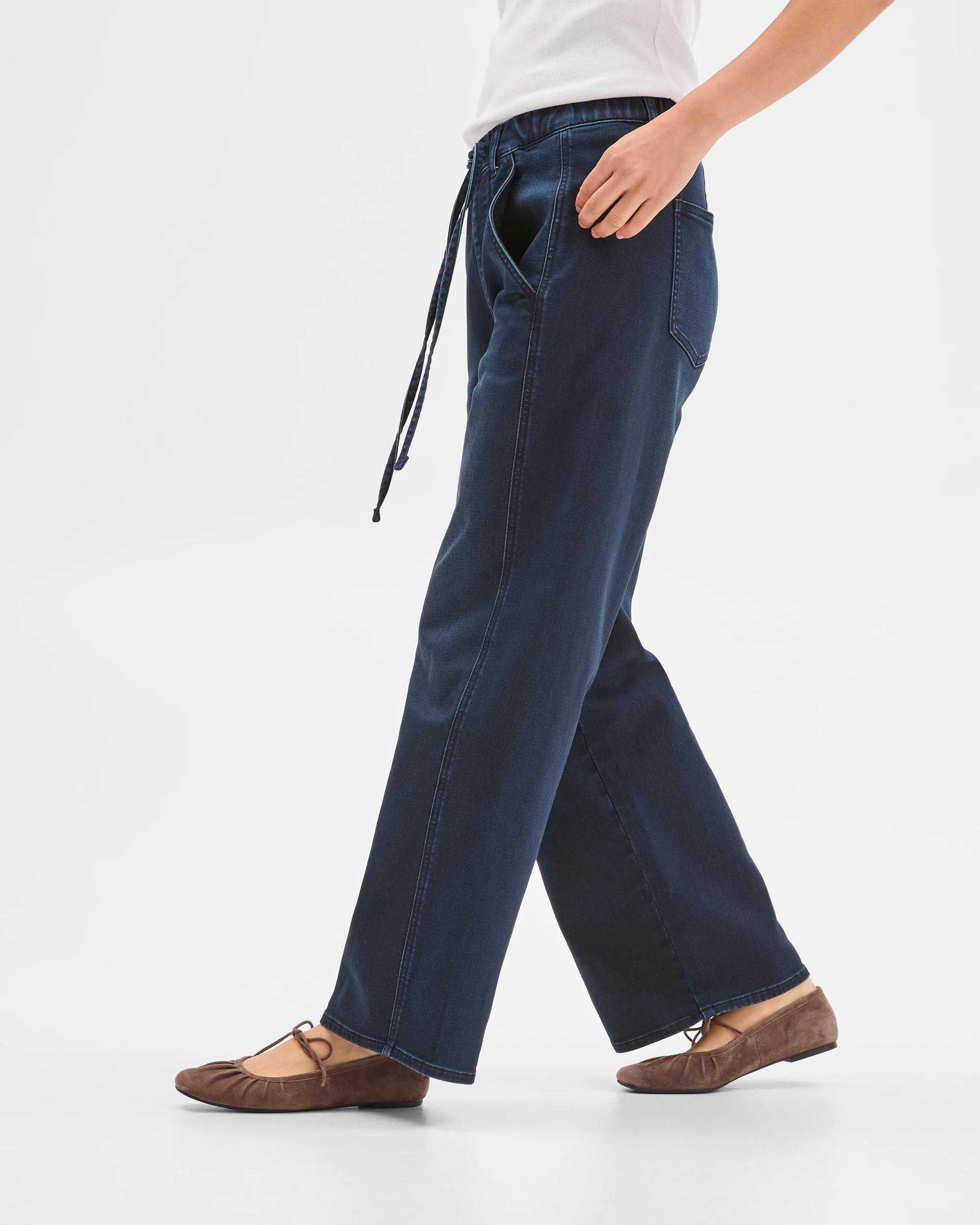2 Target Denim Pull On Wide Leg Knit Denim Jeans MOONLIGHT, 2 of 5