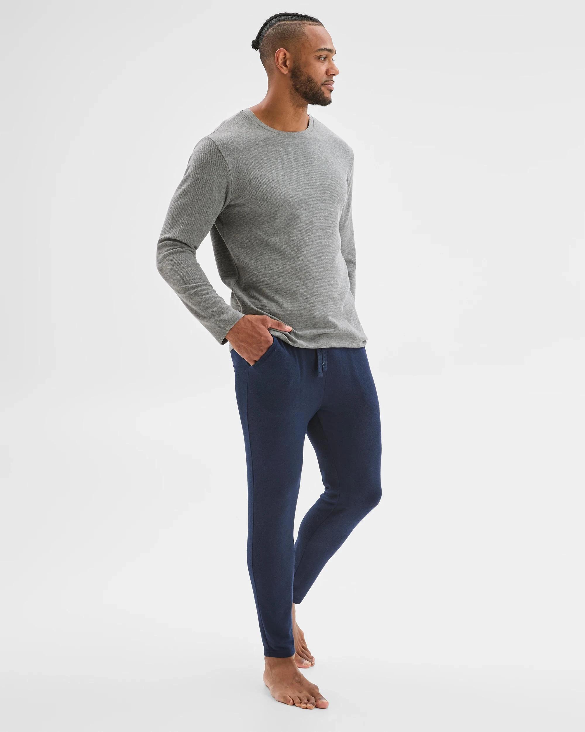 4 Maxx Australian Cotton Blend Ottoman Long Sleeve Sleep T-Shirt GREY MARLE, 4 of 5