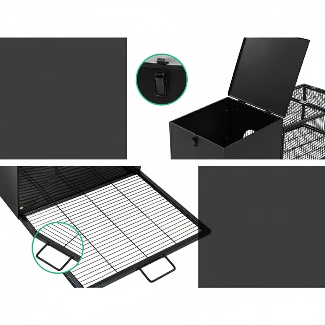 6 i.Pet Rabbit Cage 122x52cm Hutch Enclosure Carrier Metal - Black, 6 of 6